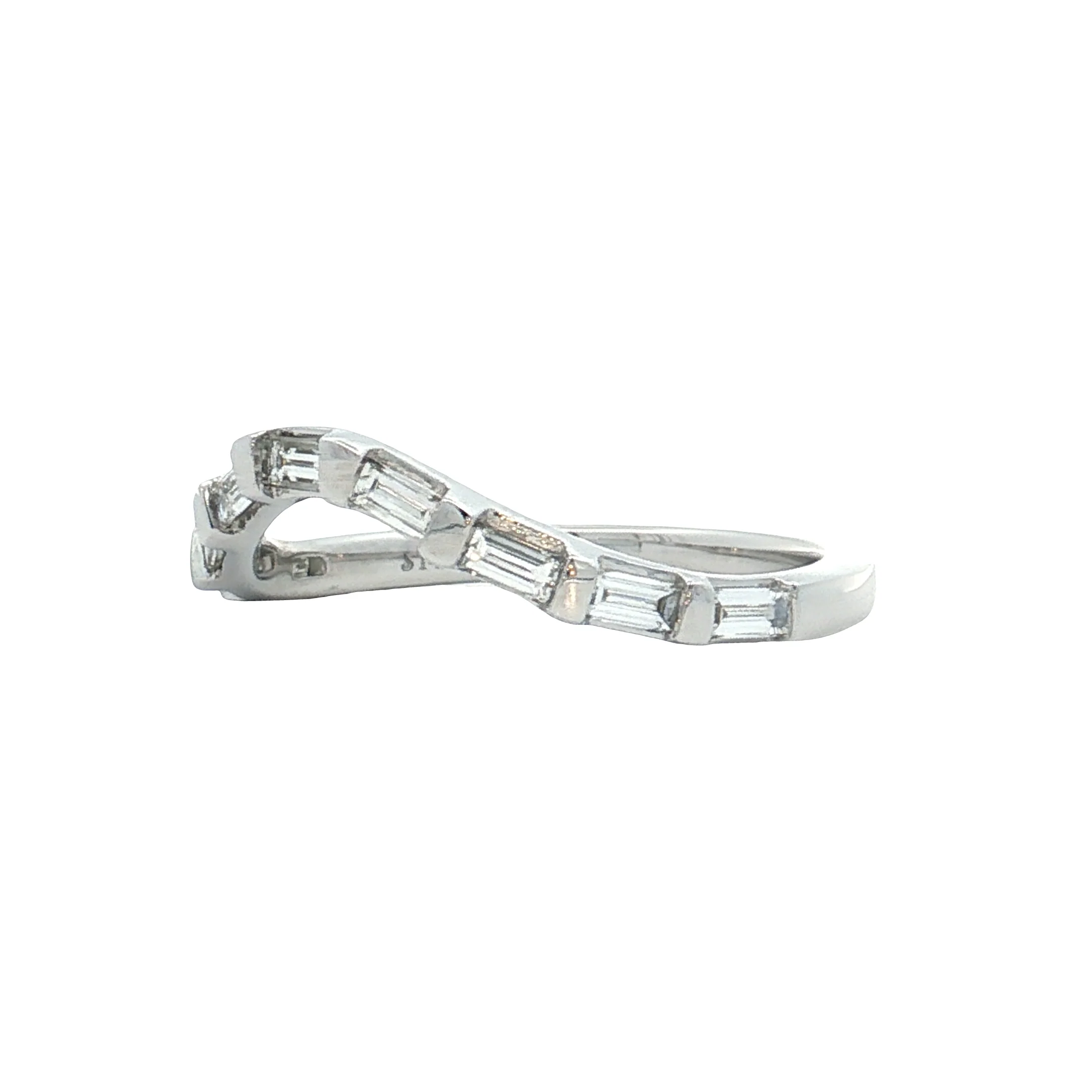 .63 Baguette Diamond Contour Wedding Band 14k - Image 2