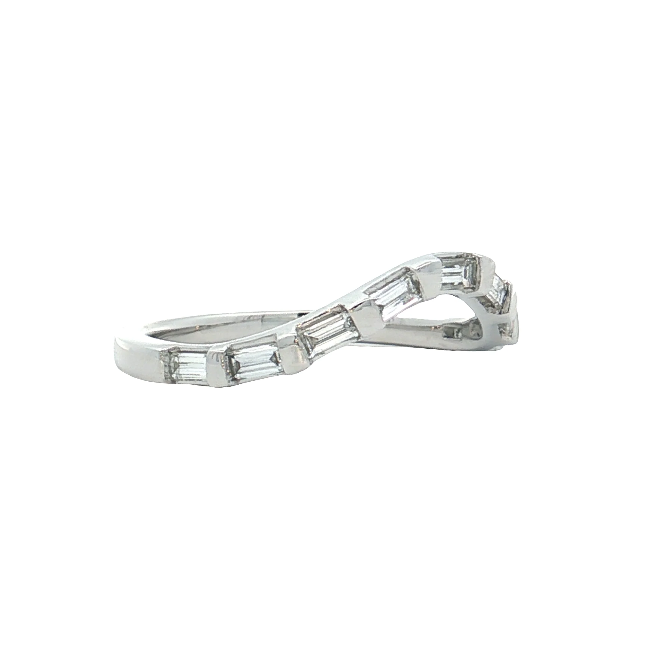 .63 Baguette Diamond Contour Wedding Band 14k - Image 3