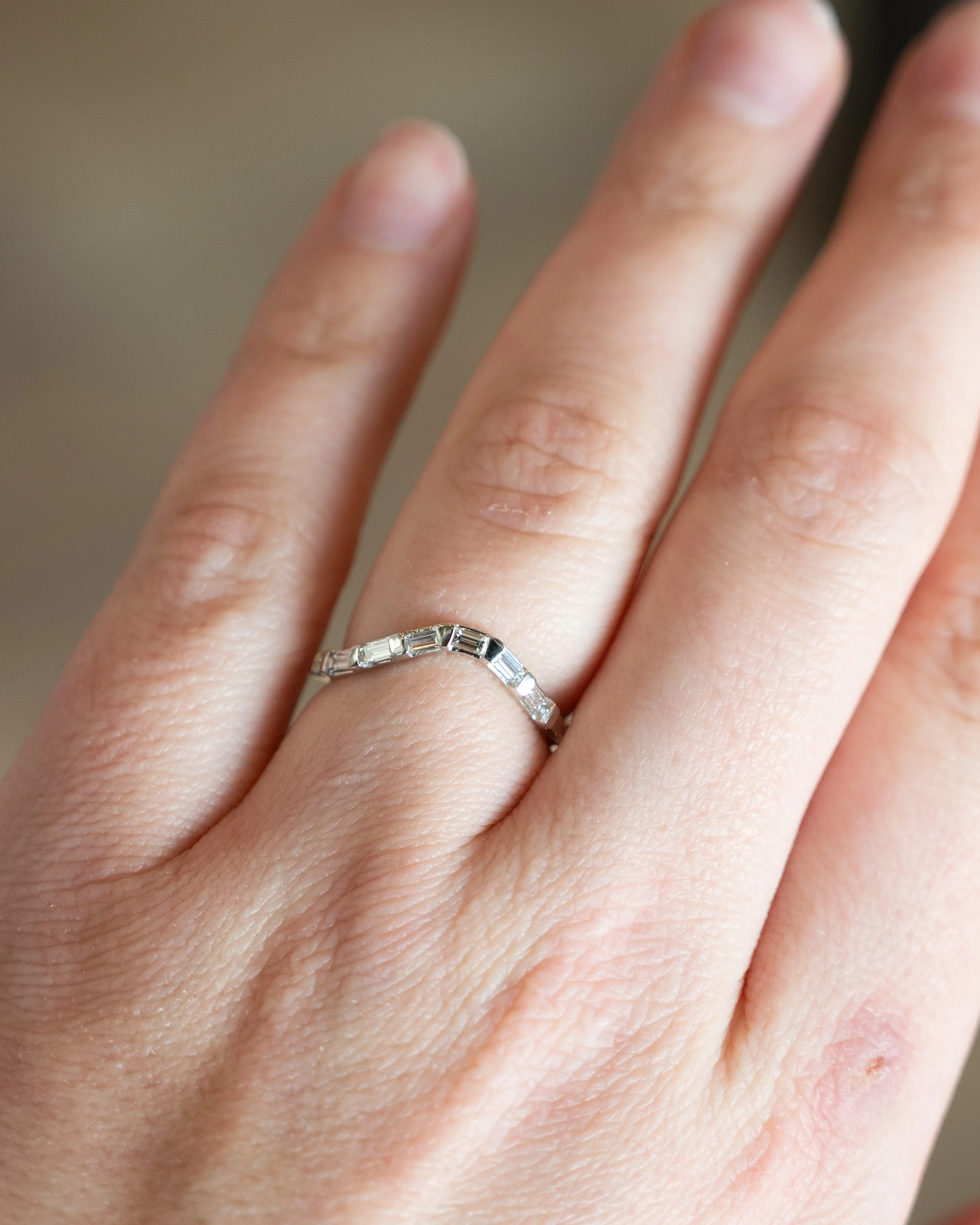 .63 Baguette Diamond Contour Wedding Band 14k - Image 7