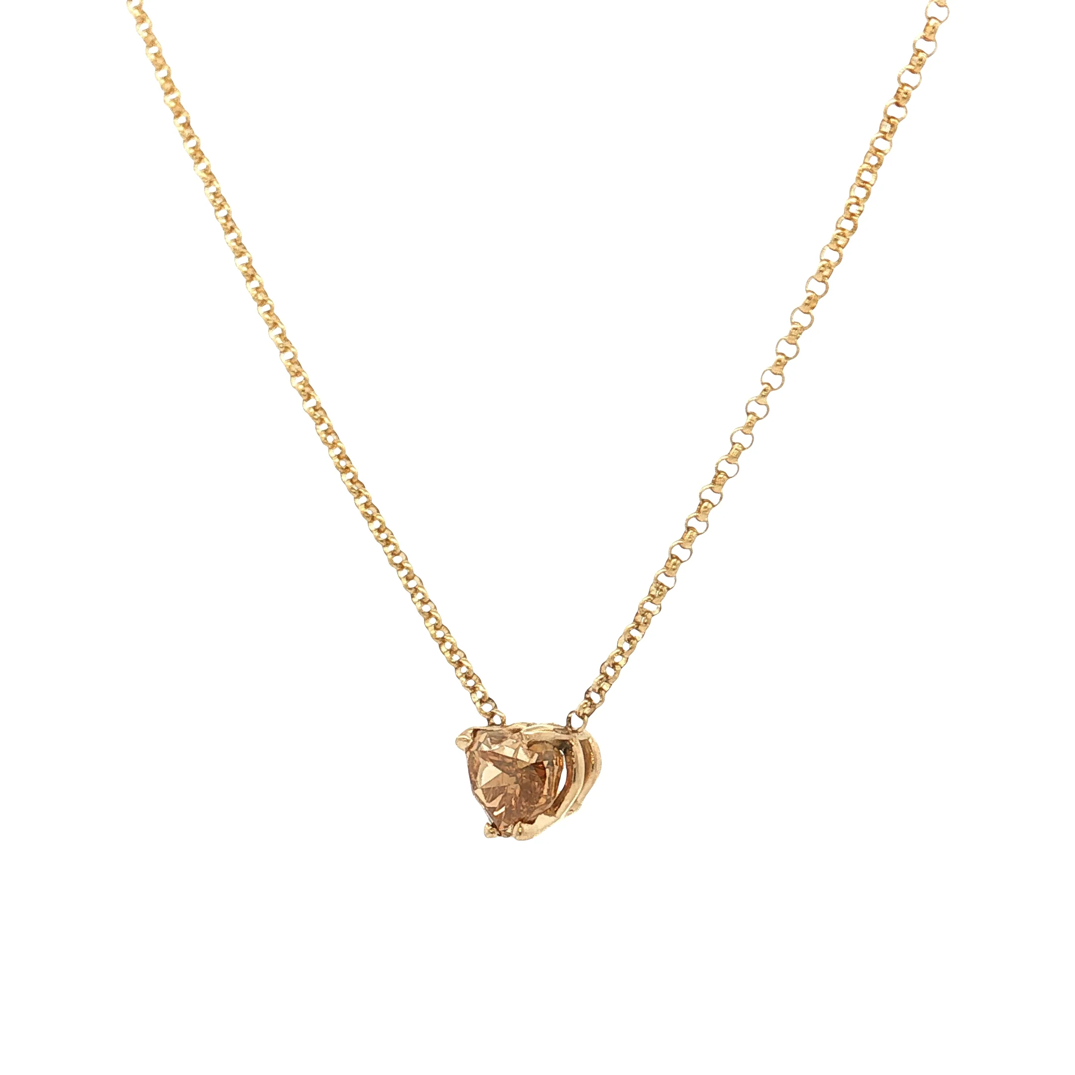 .63 Fancy Orange Heart Diamond Pendant Necklace 14k - Image 2