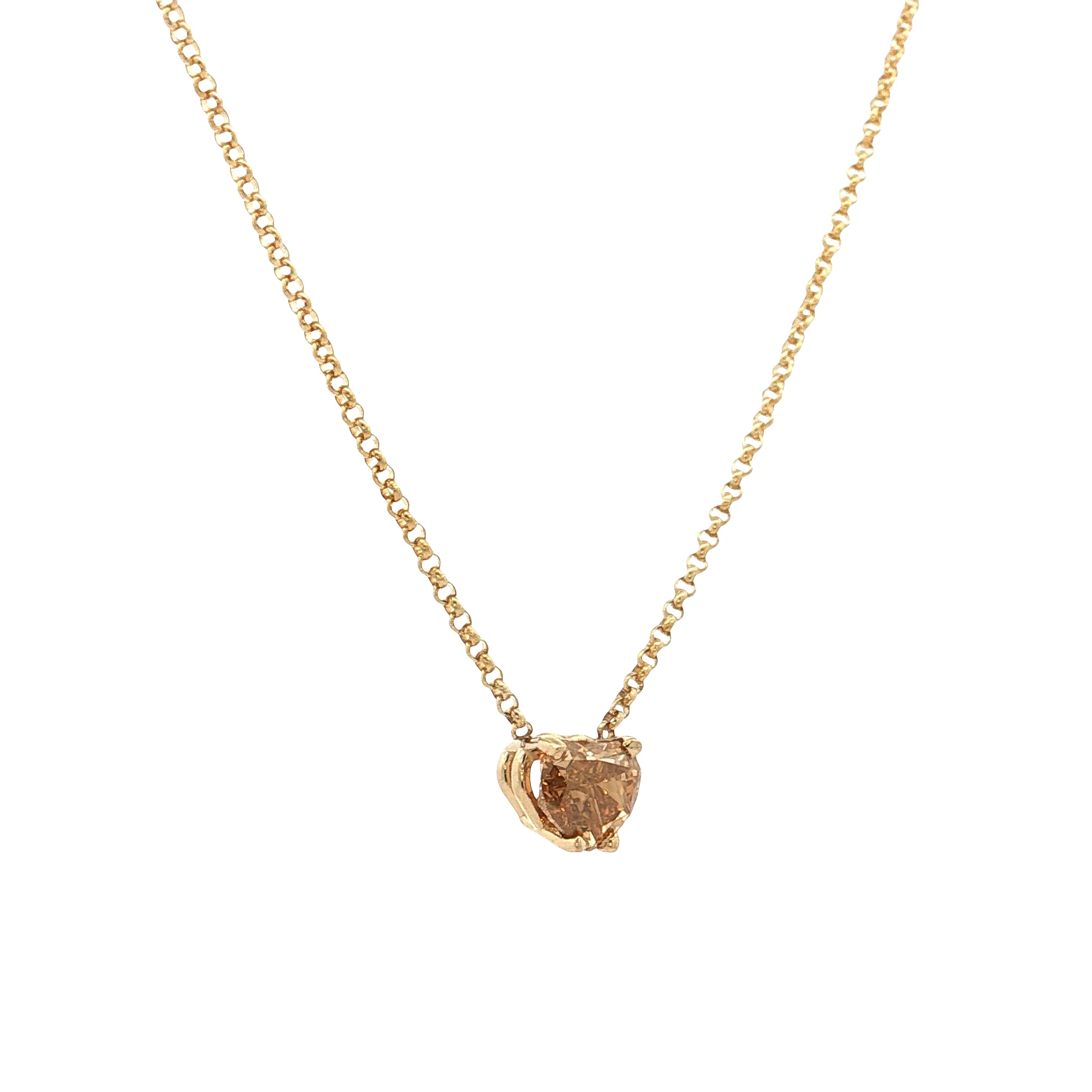 .63 Fancy Orange Heart Diamond Pendant Necklace 14k - Image 3