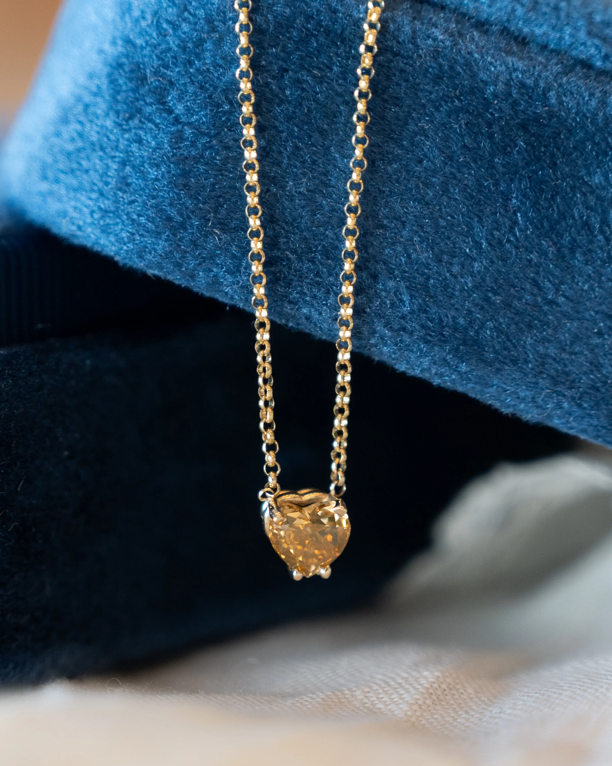 .63 Fancy Orange Heart Diamond Pendant Necklace 14k - Image 5