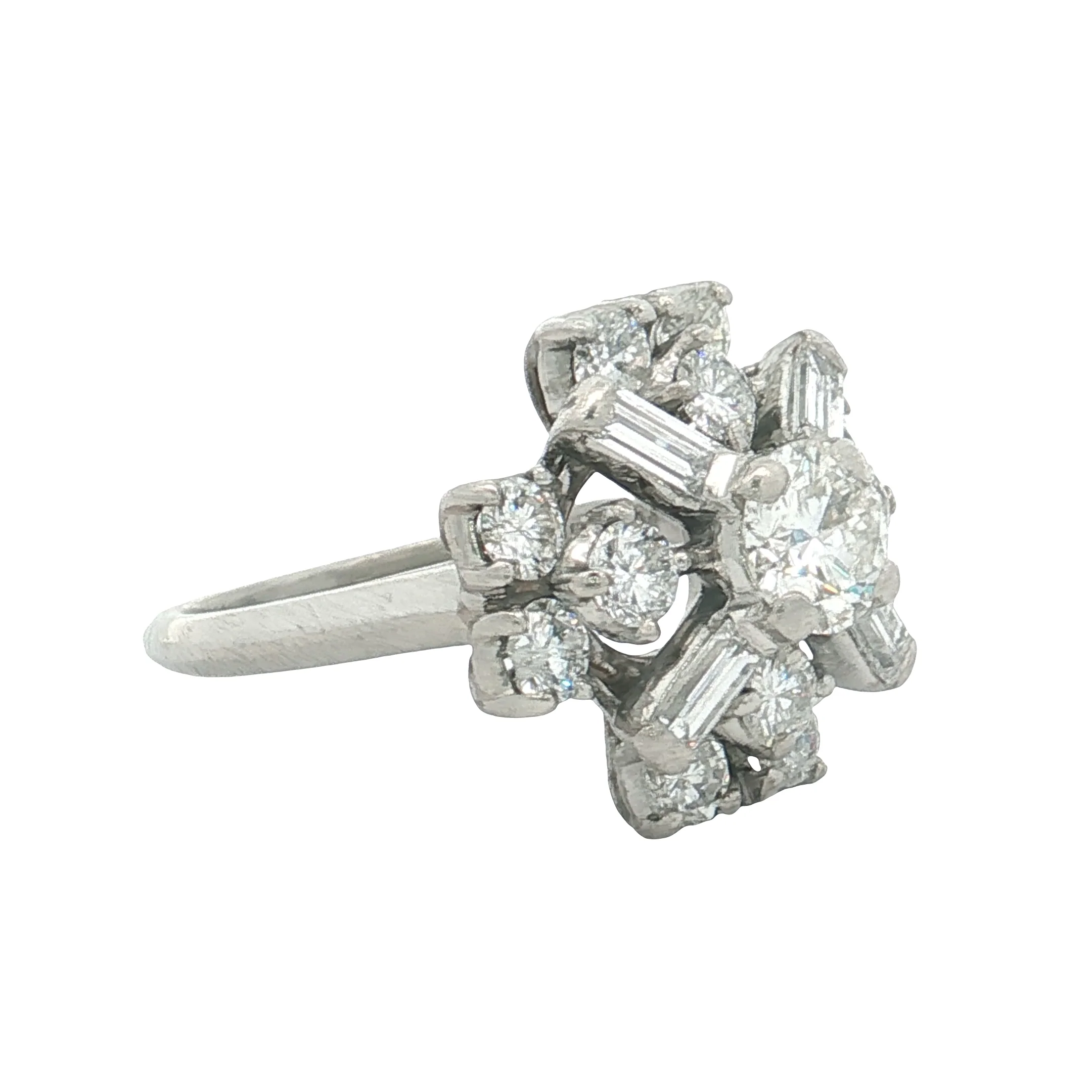 .63 Round & Baguette Diamond Cocktail Ring in Platinum - Image 3