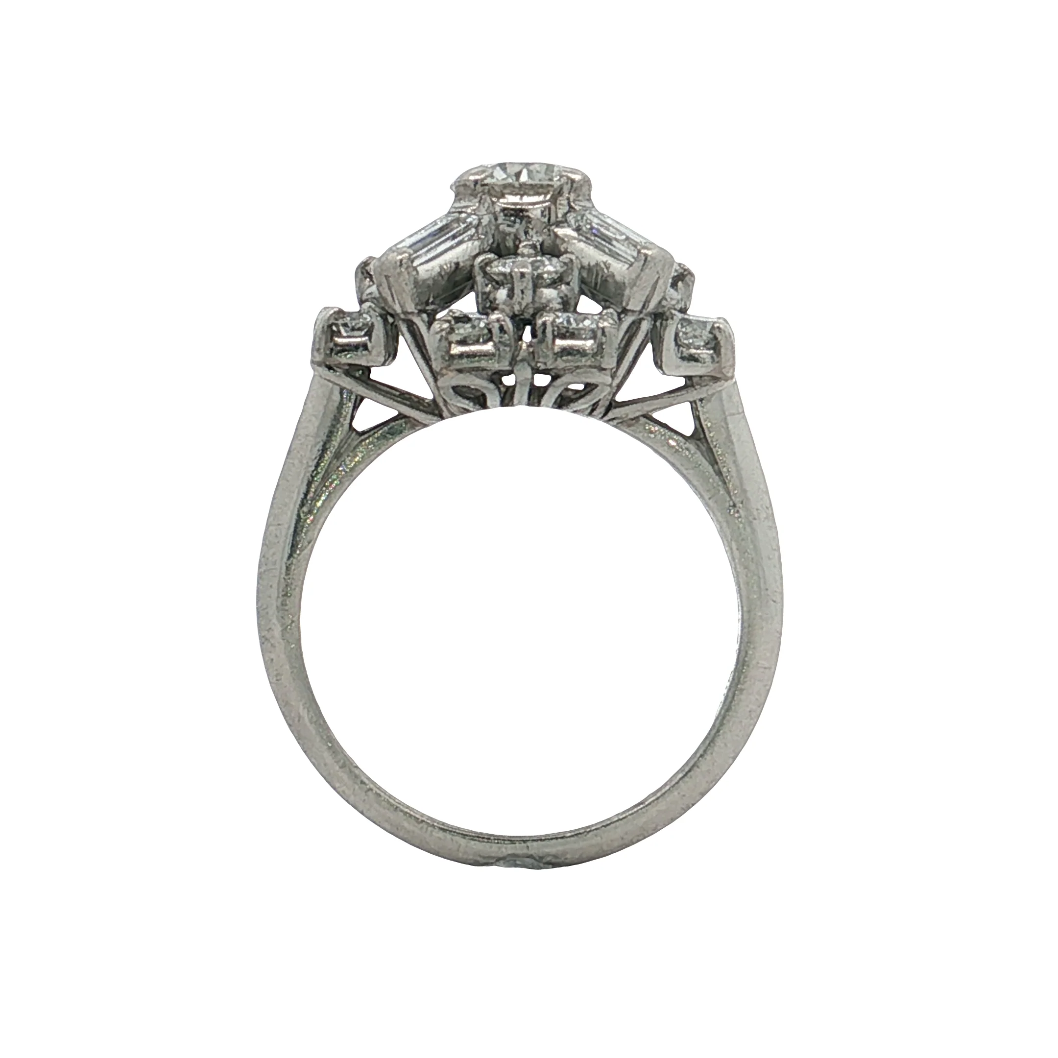.63 Round & Baguette Diamond Cocktail Ring in Platinum - Image 4