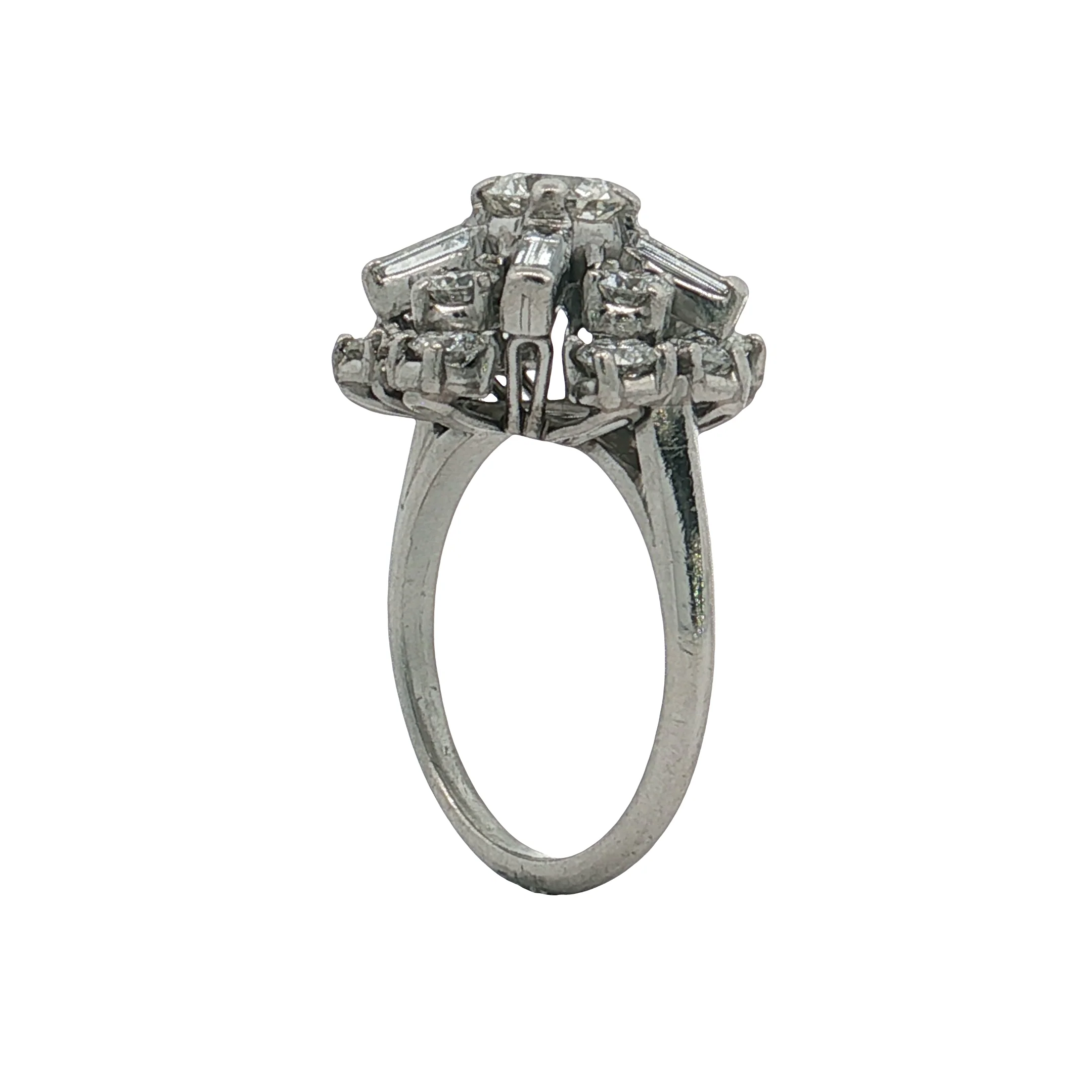 .63 Round & Baguette Diamond Cocktail Ring in Platinum - Image 5