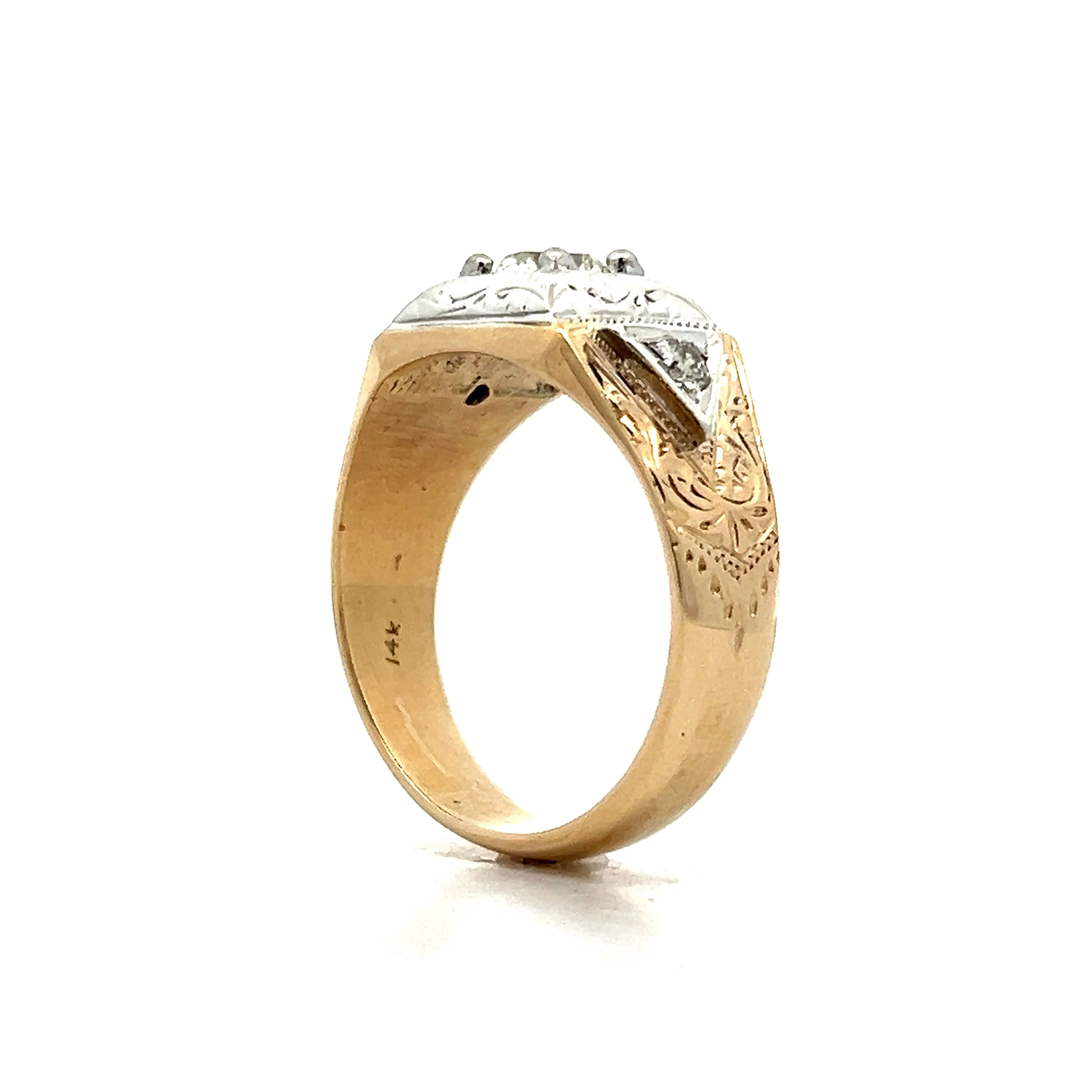 .63 Vintage Retro Mens Diamond Ring in 14k - Image 5