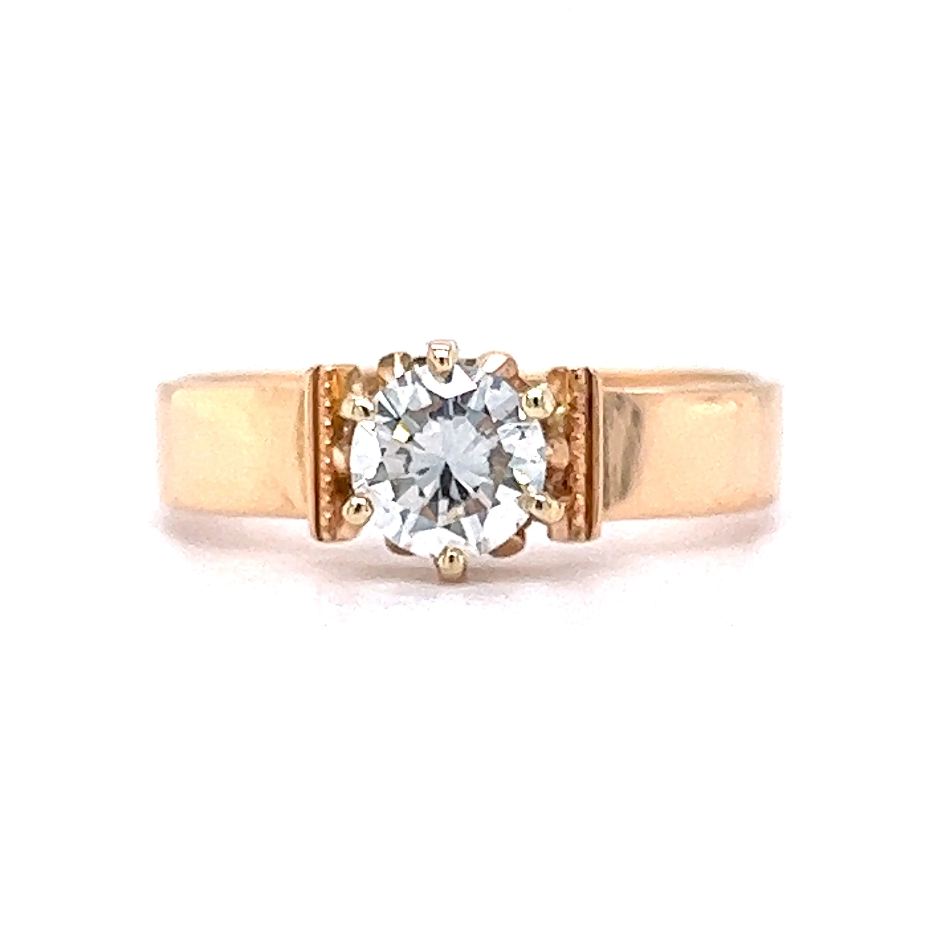 Vintage Victorian .63 Round Brilliant Diamond Engagement Ring in 18k Yellow Gold