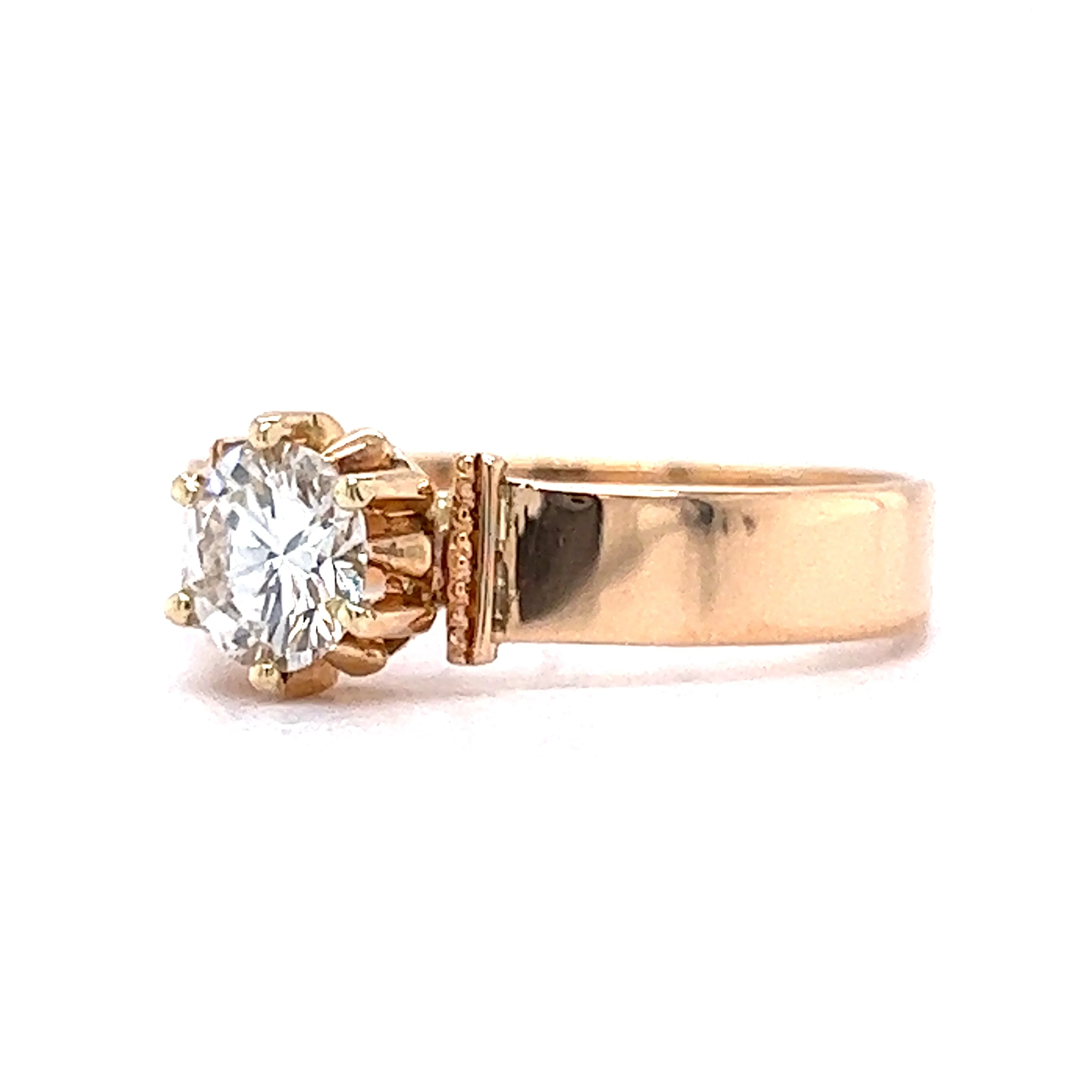 Vintage Victorian .63 Round Brilliant Diamond Engagement Ring in 18k Yellow Gold - Image 2