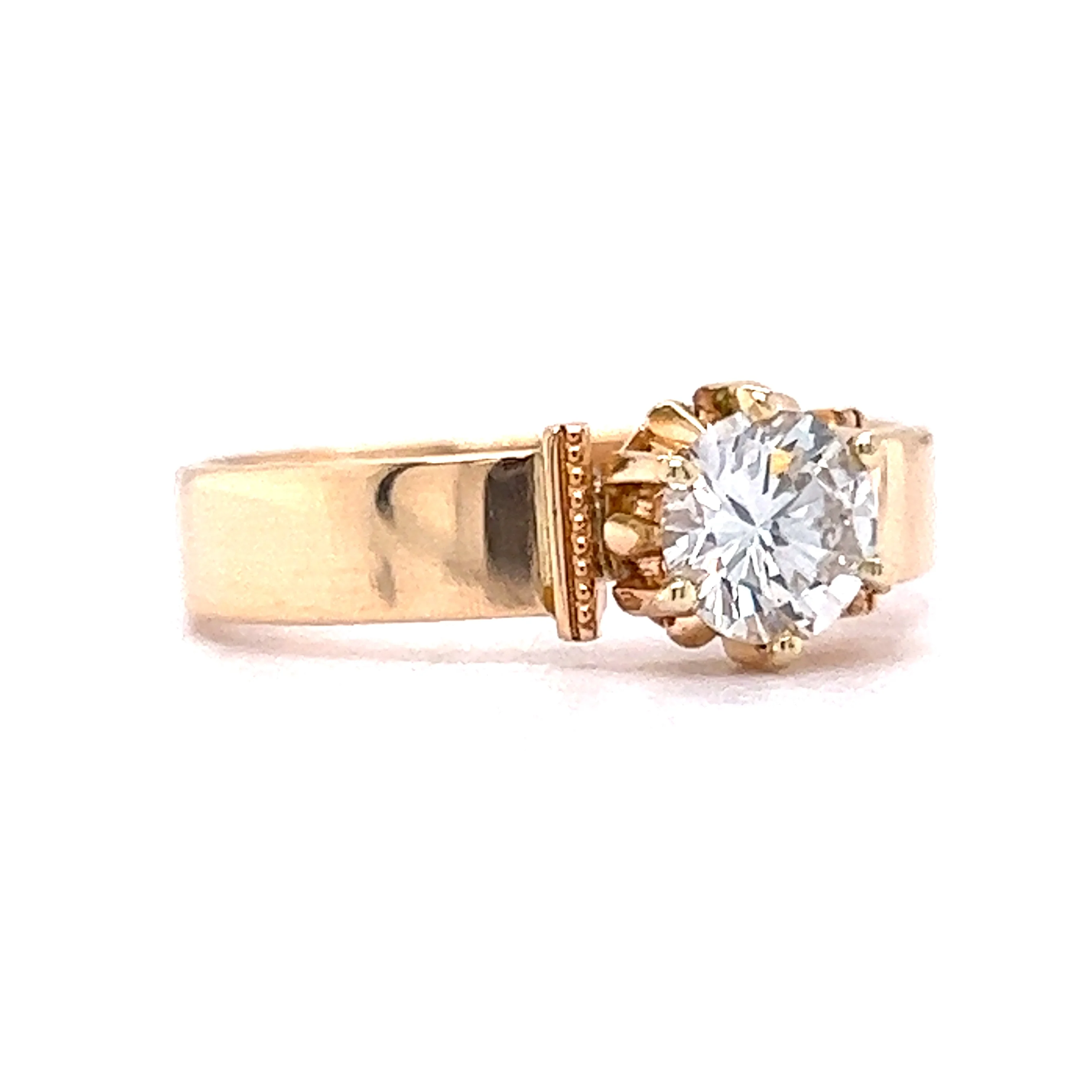 Vintage Victorian .63 Round Brilliant Diamond Engagement Ring in 18k Yellow Gold - Image 3