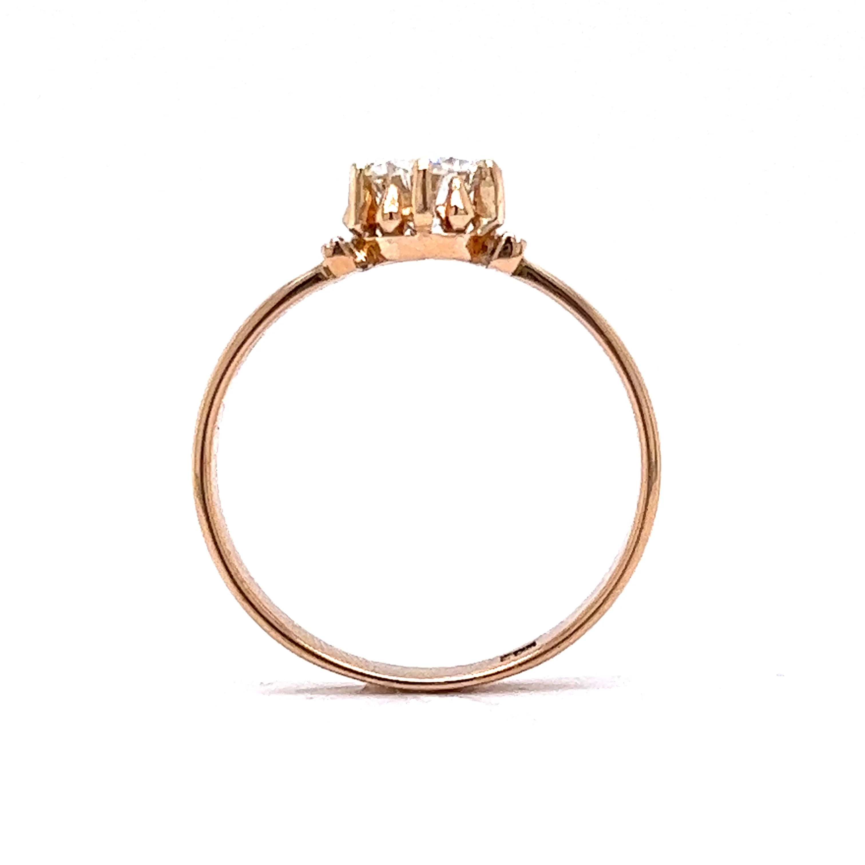 Vintage Victorian .63 Round Brilliant Diamond Engagement Ring in 18k Yellow Gold - Image 4
