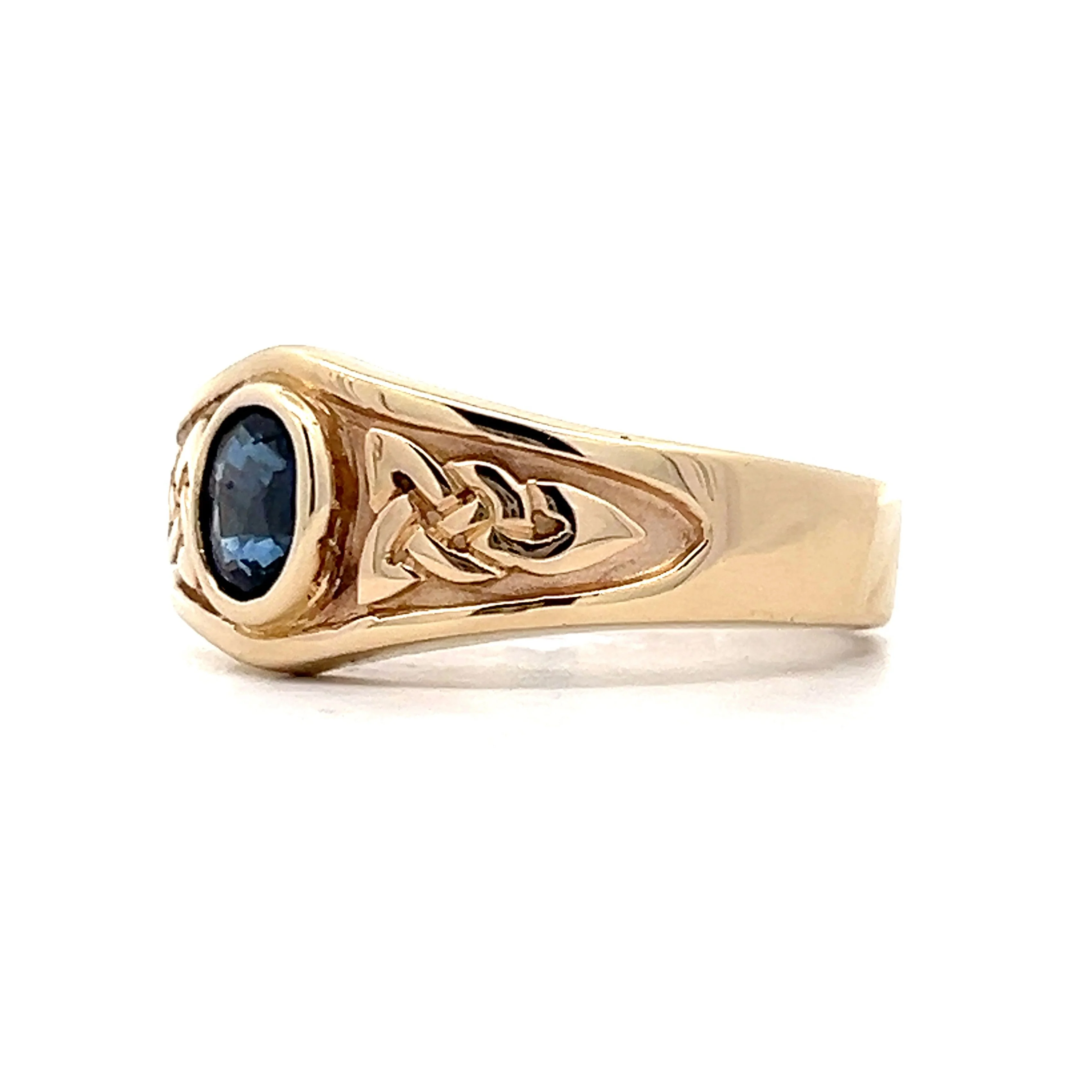.64 Men's Bezel Sapphire Ring in 14k Yellow Gold - Image 2