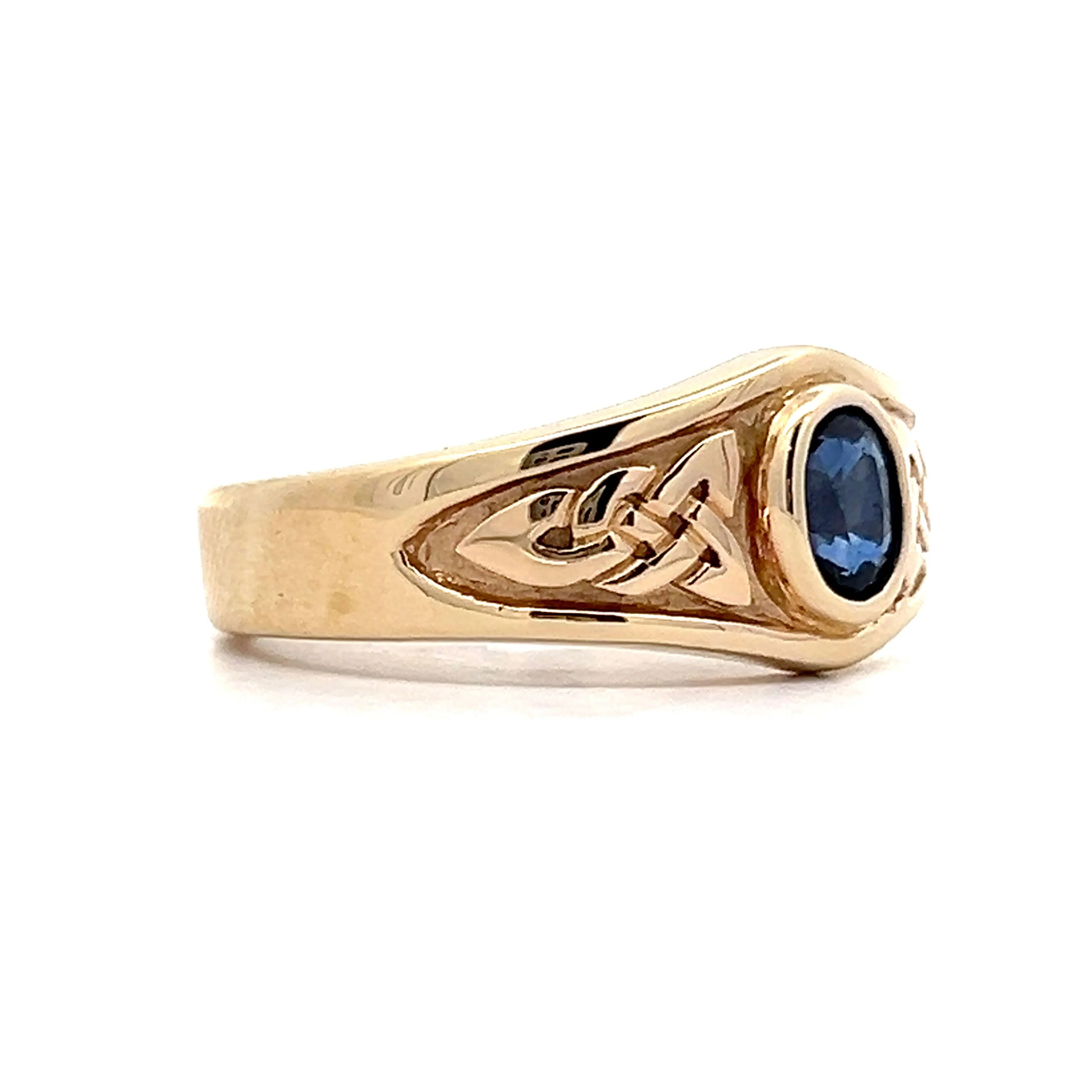 .64 Men's Bezel Sapphire Ring in 14k Yellow Gold - Image 3
