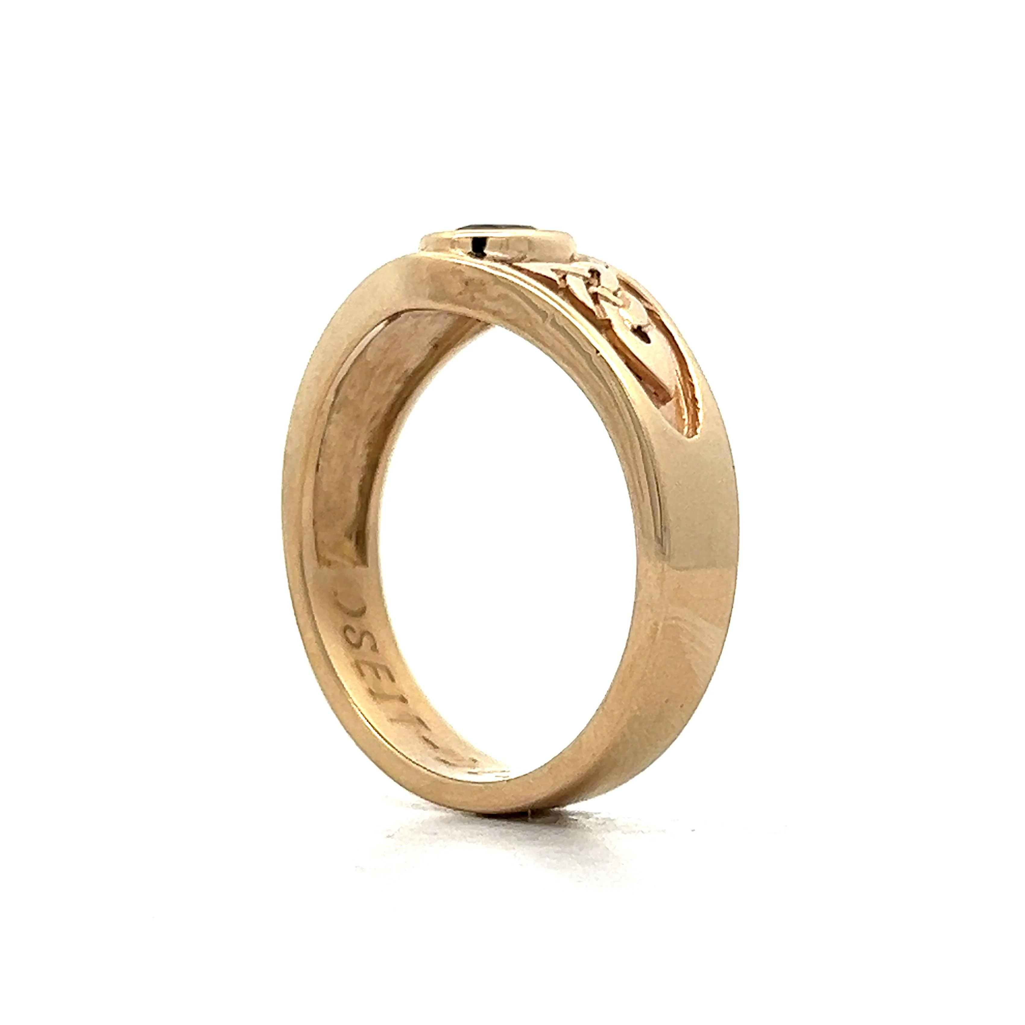.64 Men's Bezel Sapphire Ring in 14k Yellow Gold - Image 5