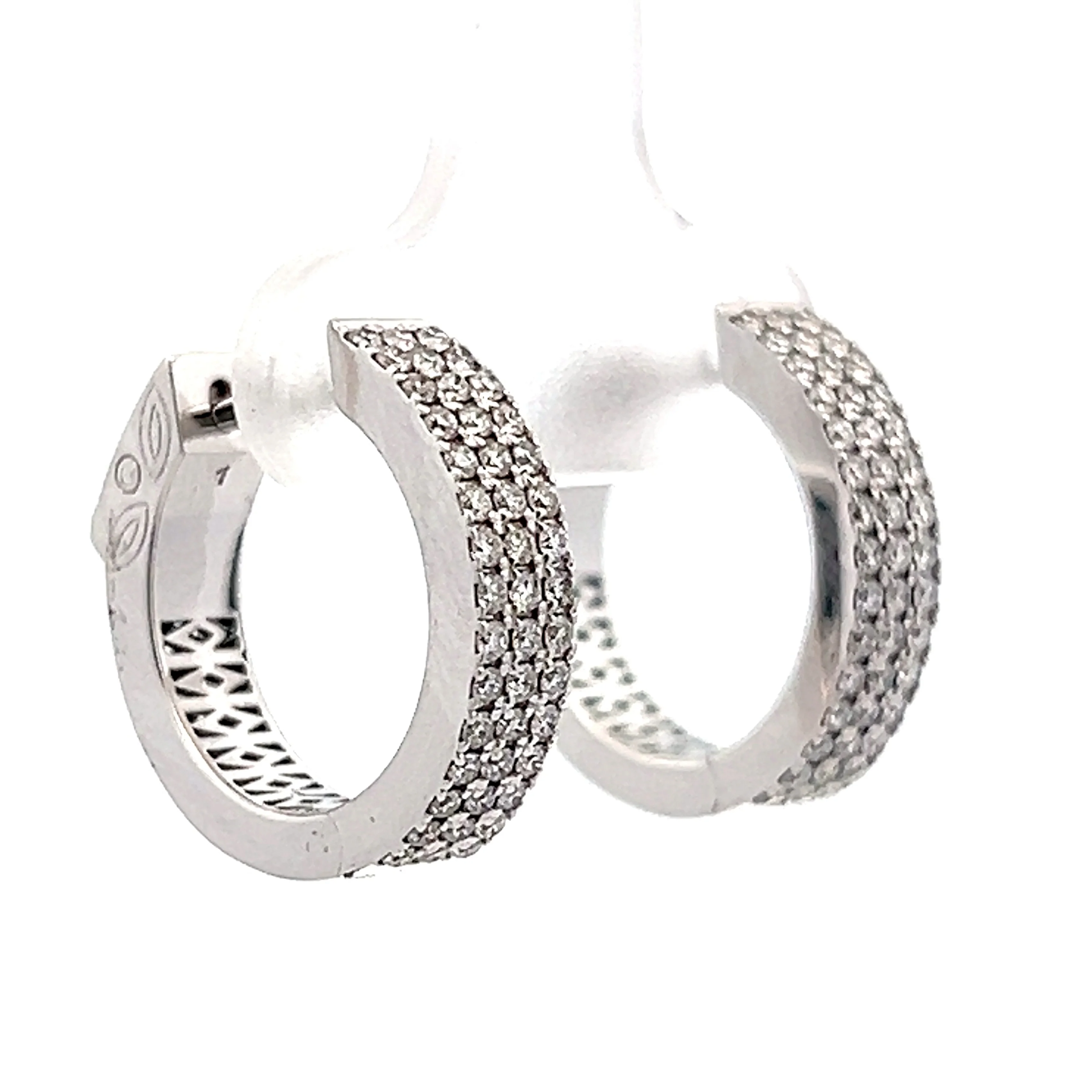 .64 Pave Brilliant Diamond Hoop Earrings in 18k - Image 3