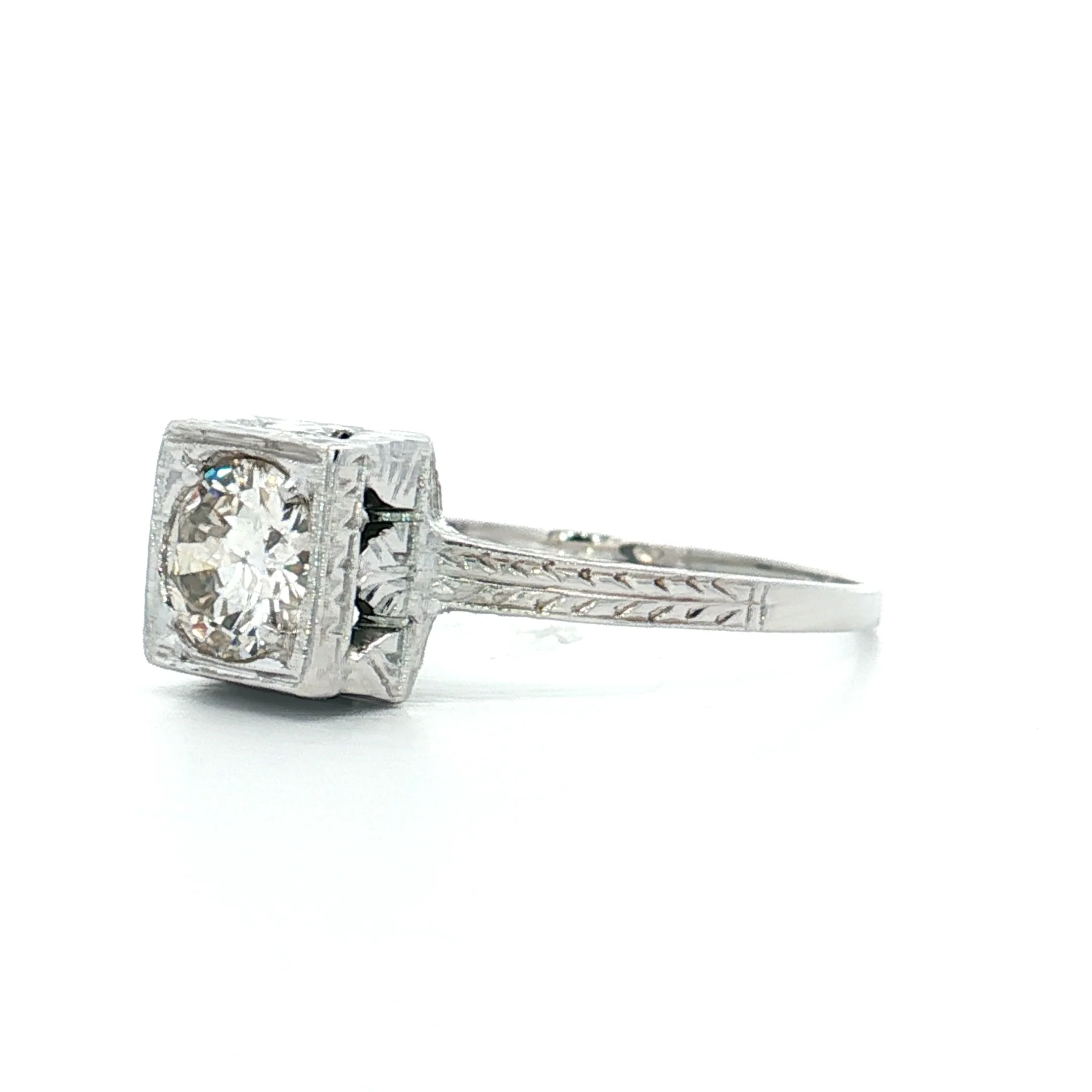 .64 Vintage Deco Diamond Engagement Ring 18k - Image 2