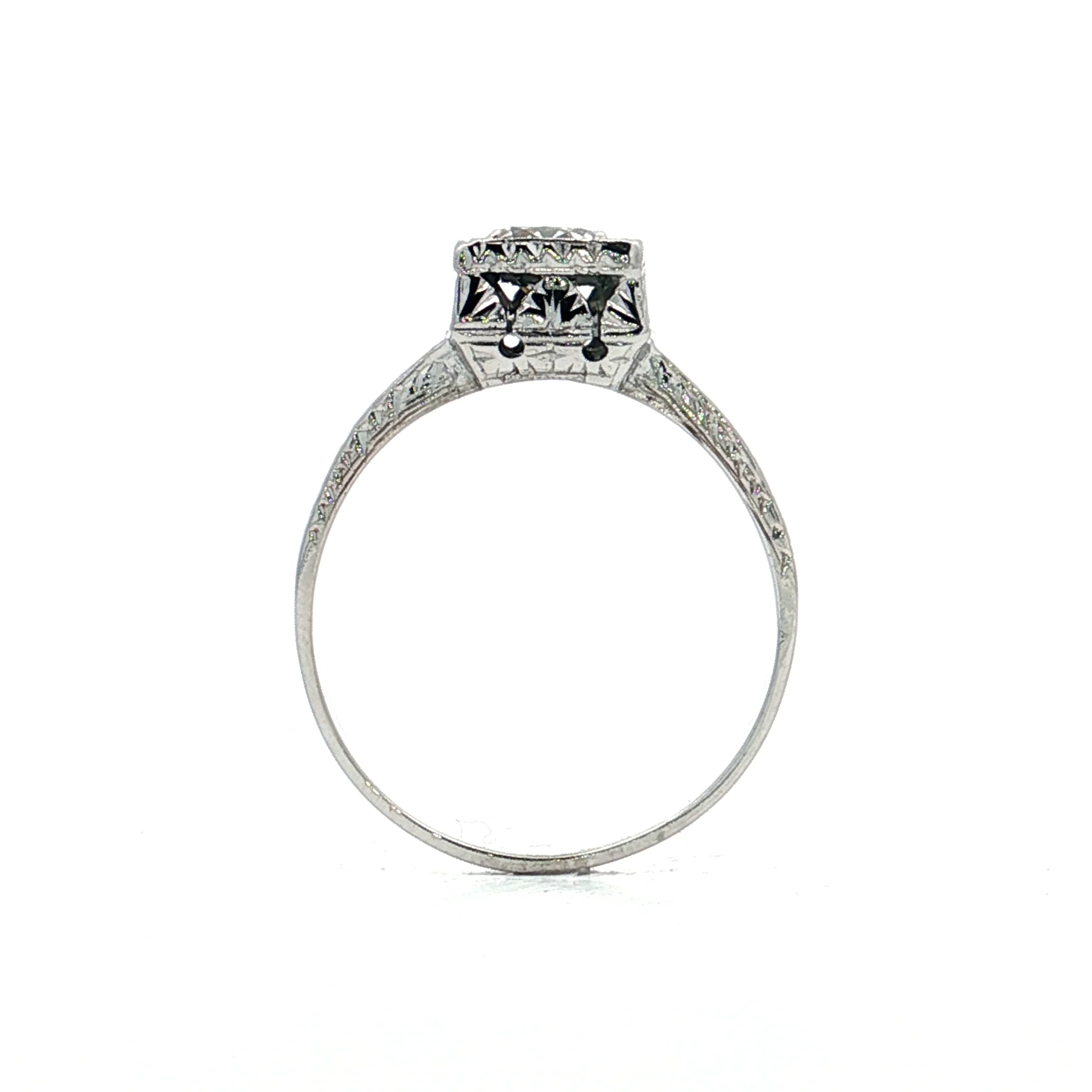 .64 Vintage Deco Diamond Engagement Ring 18k - Image 4