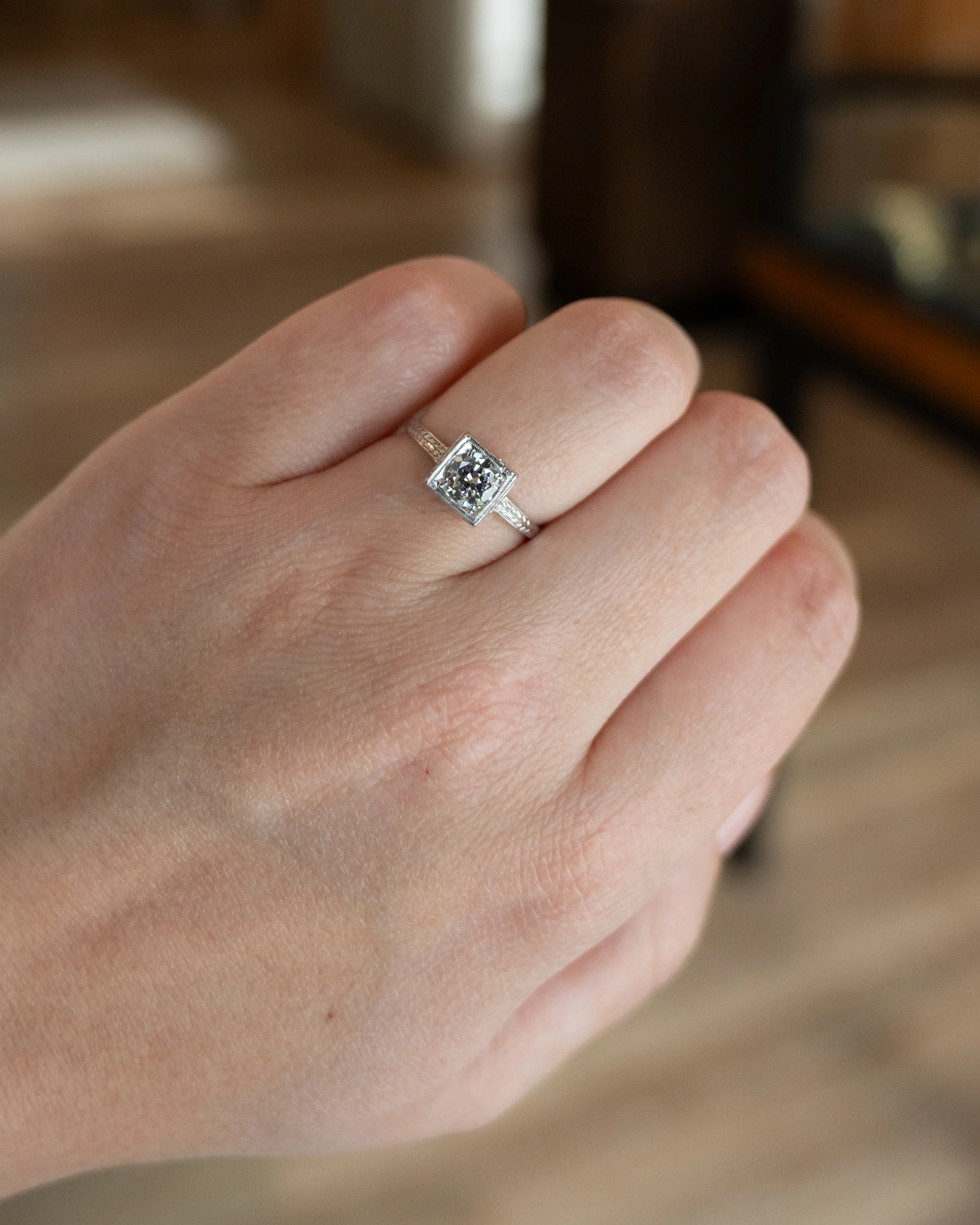 .64 Vintage Deco Diamond Engagement Ring 18k - Image 7
