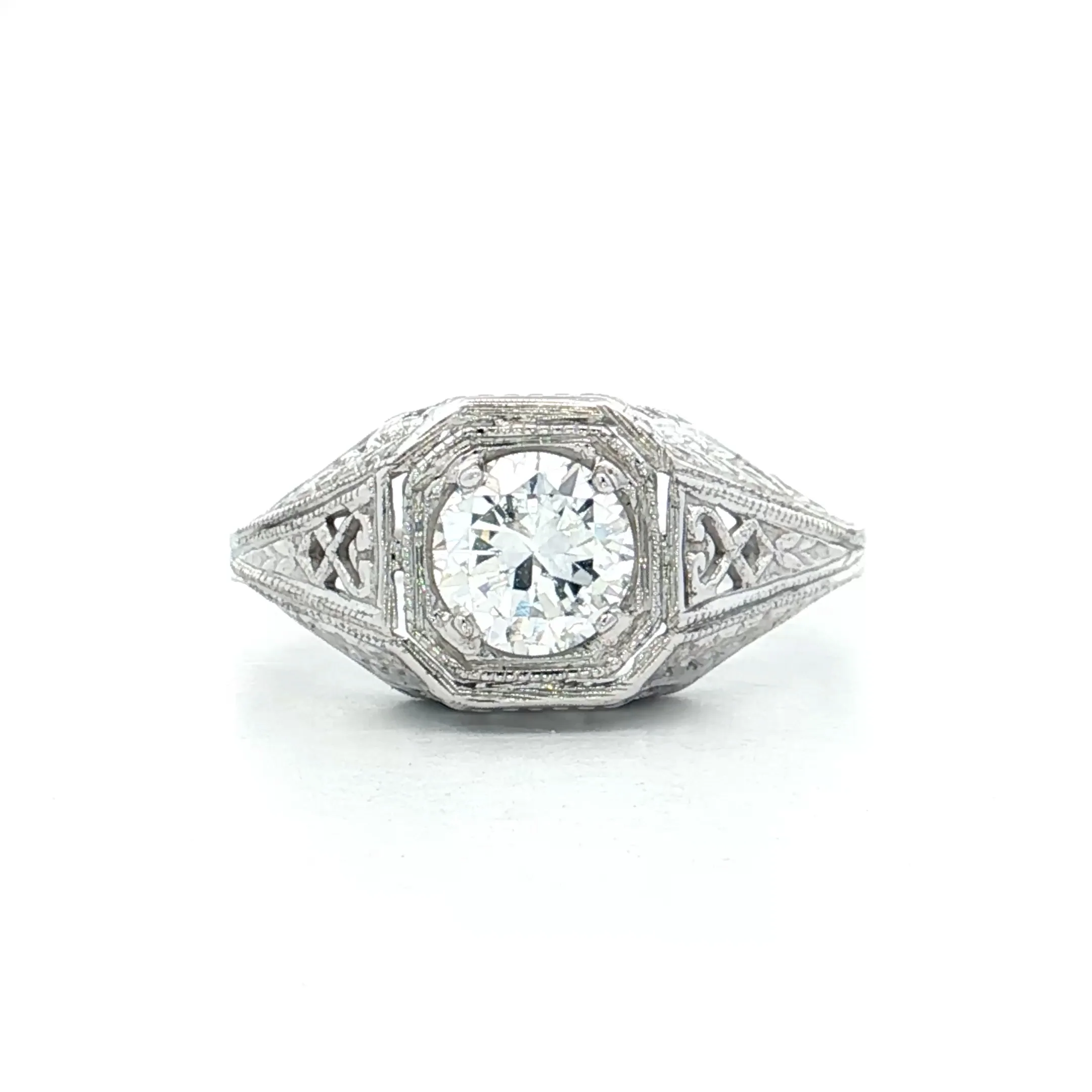 .65 Antique 1920s Diamond Engagement Ring 18k