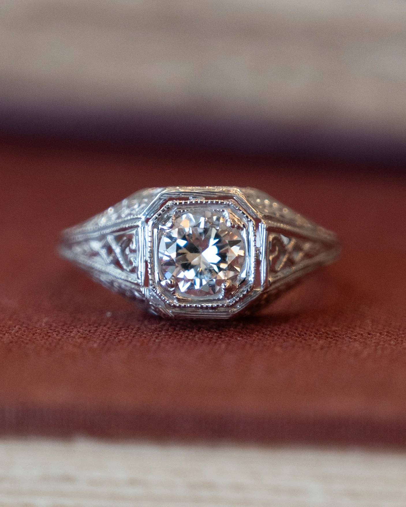 .65 Antique 1920s Diamond Engagement Ring 18k - Image 6