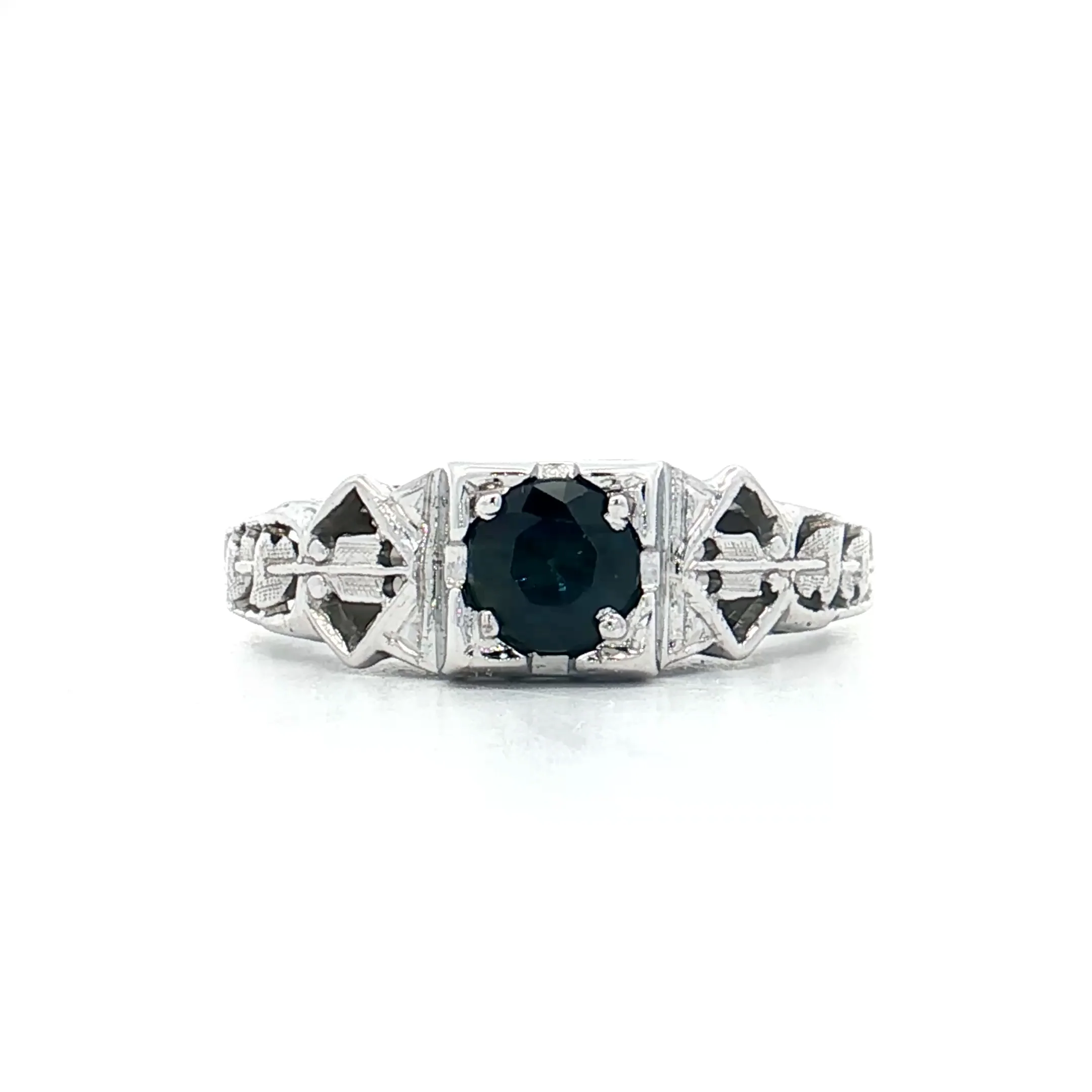 .65 Antique Deco Sapphire Engagement Ring 18k