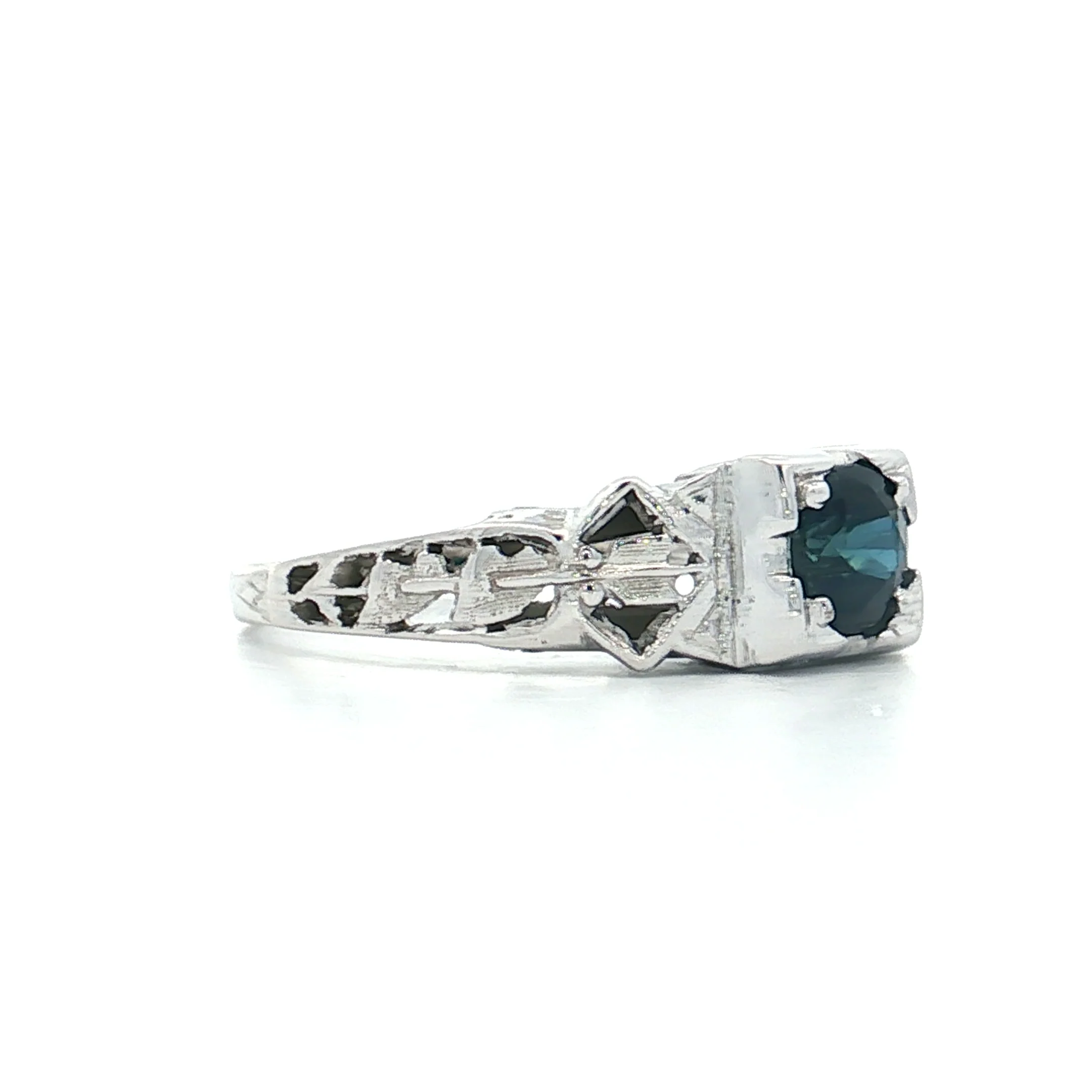 .65 Antique Deco Sapphire Engagement Ring 18k - Image 3