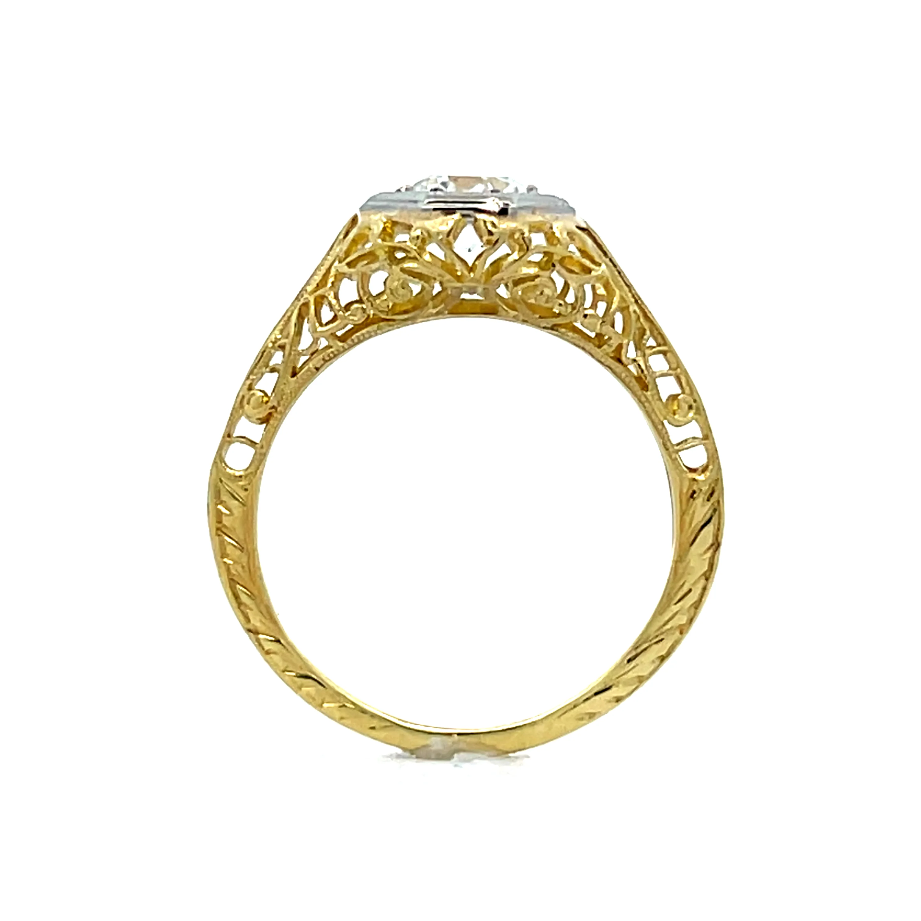 .65 Antique Deco Solitaire Diamond Engagement Ring 18k - Image 4