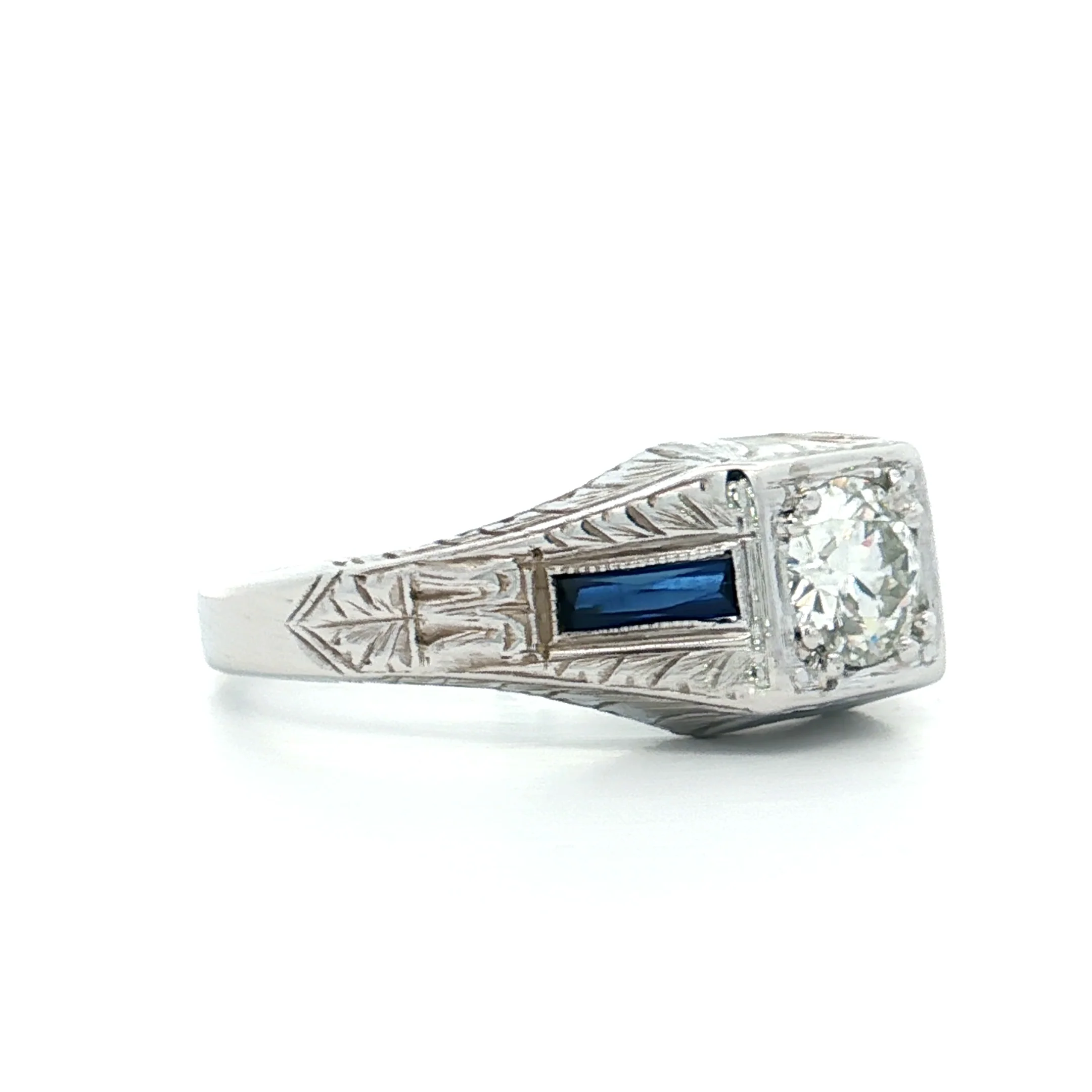 .65 Antique Diamond & Sapphire Engagement Ring in 20k - Image 3