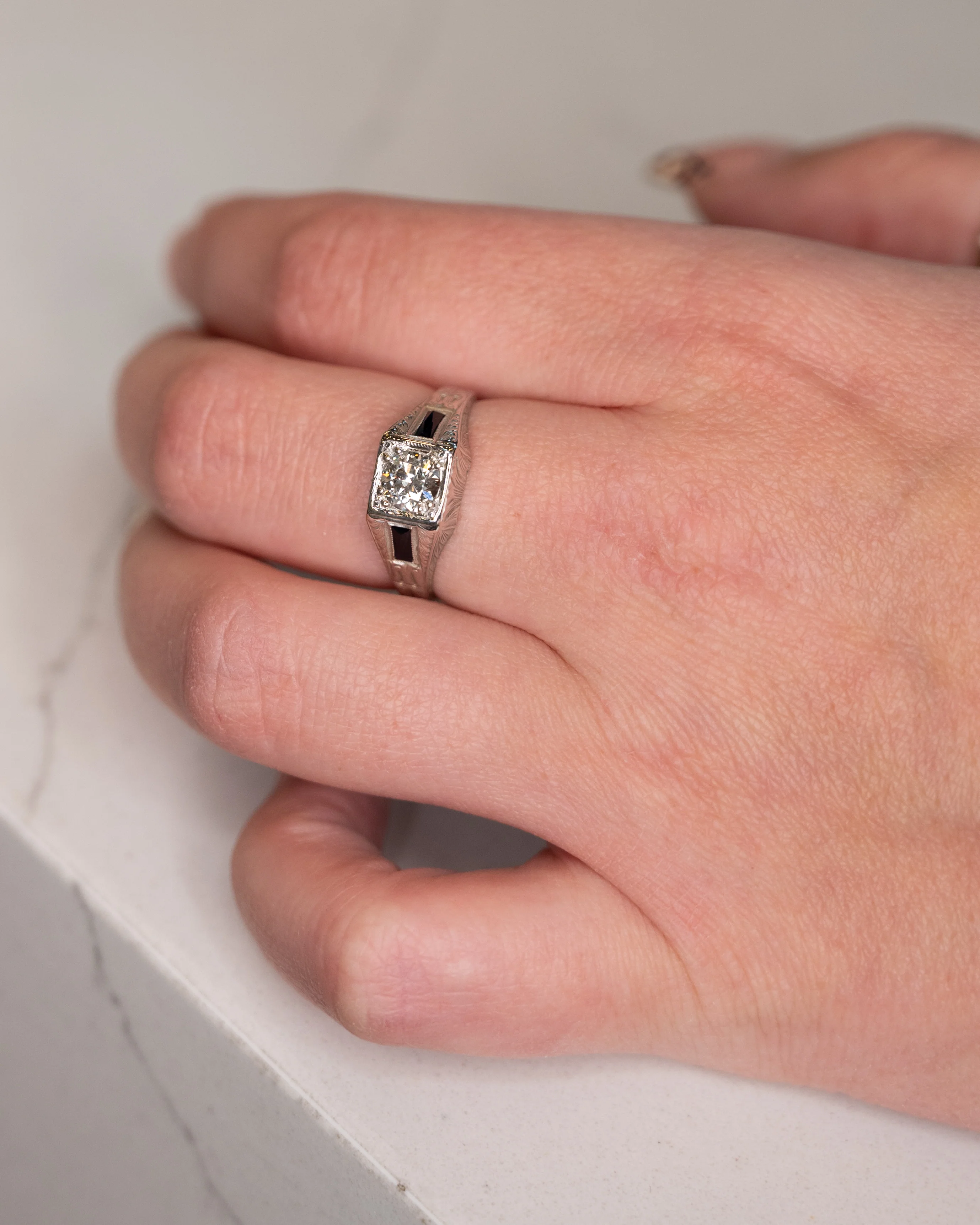 .65 Antique Diamond & Sapphire Engagement Ring in 20k - Image 8