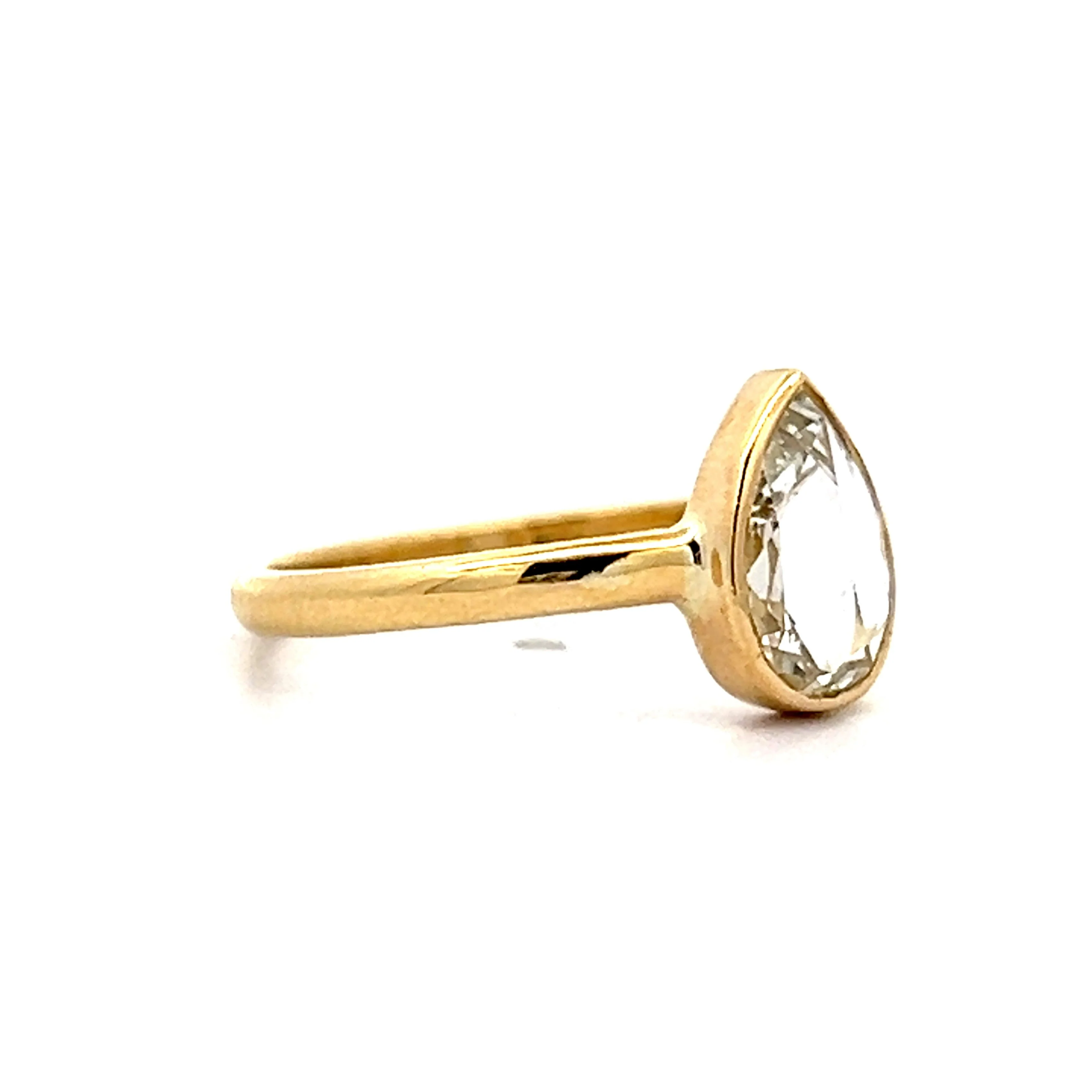 .65 Bezel Pear Rose Cut Diamond Engagement Ring in 18k - Image 3
