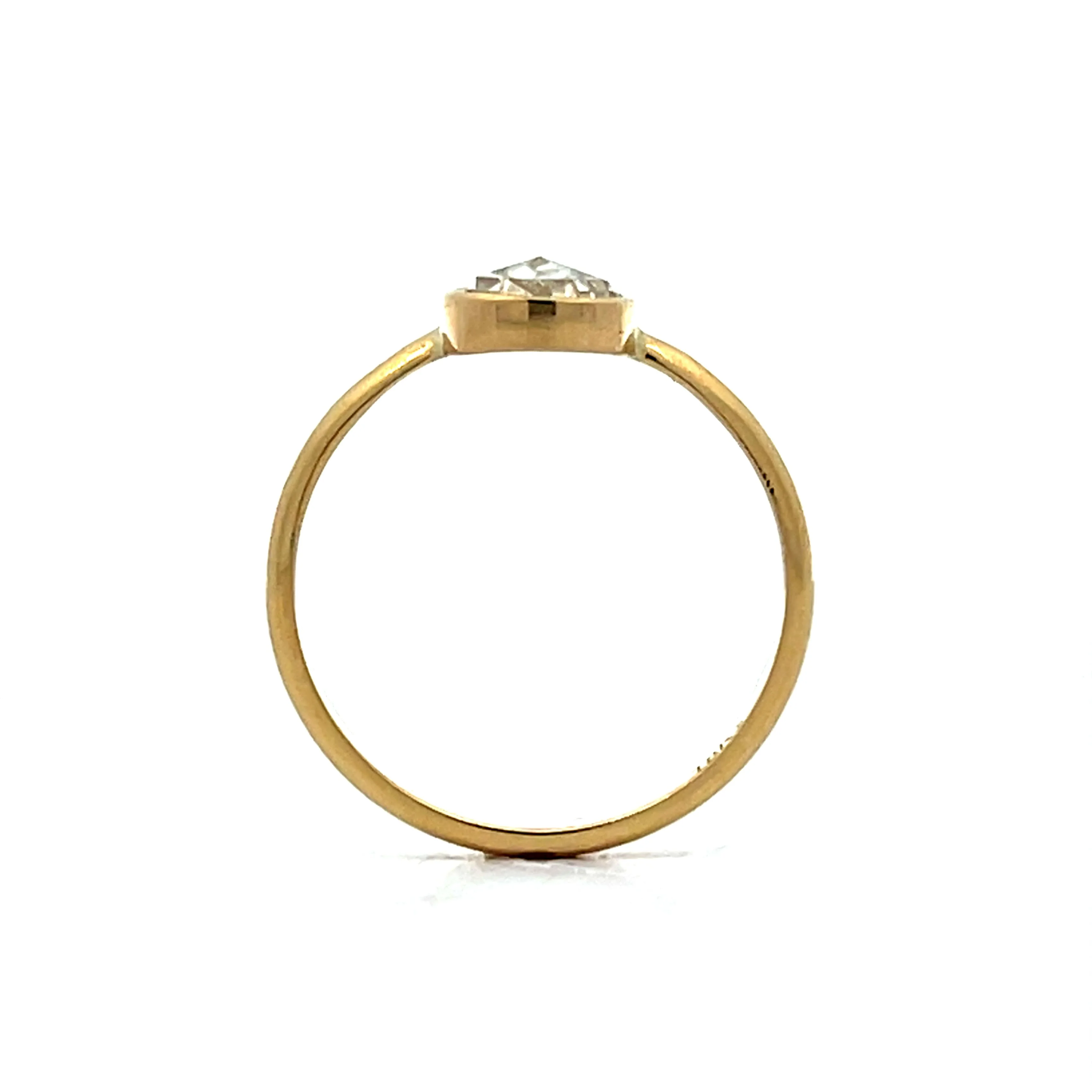 .65 Bezel Pear Rose Cut Diamond Engagement Ring in 18k - Image 4