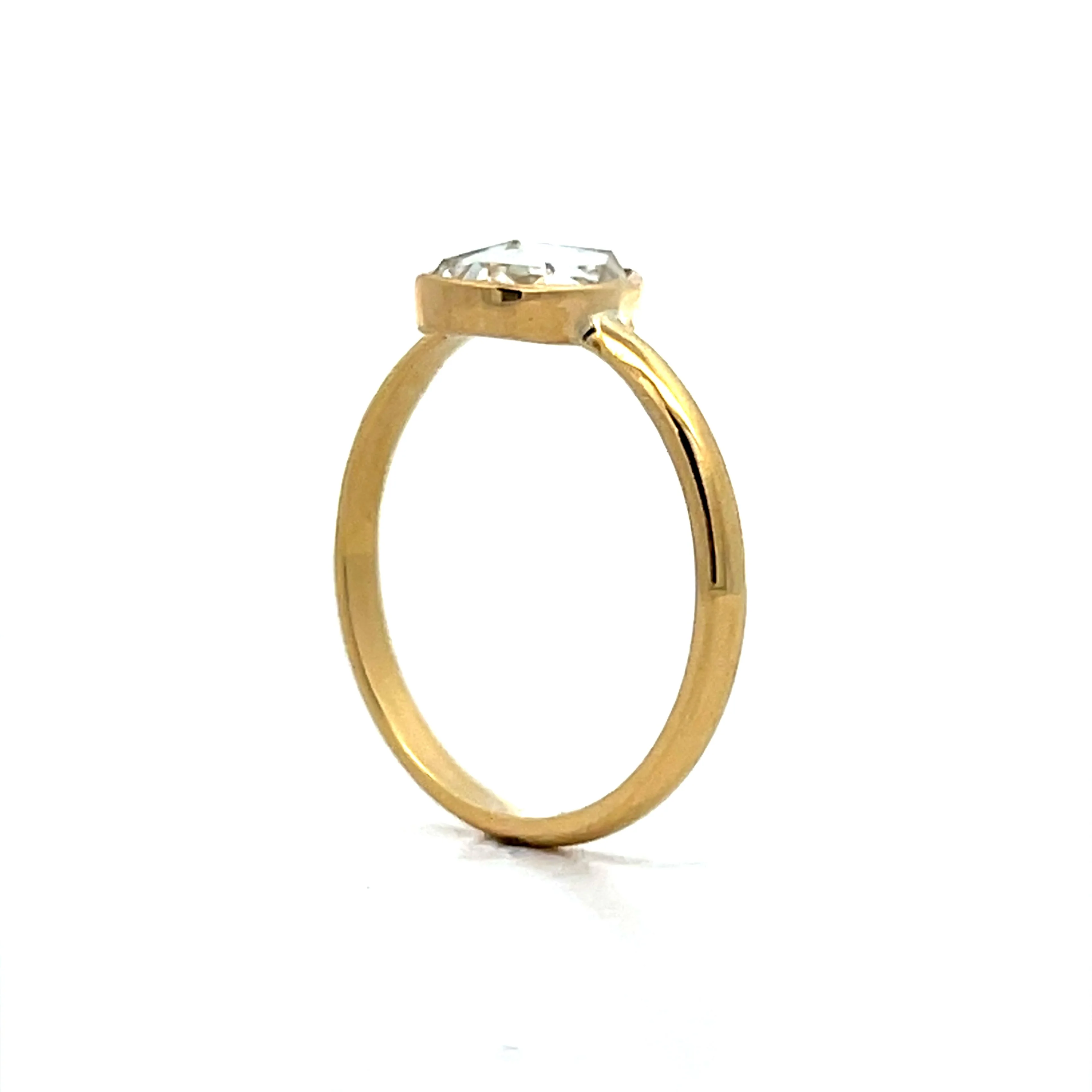 .65 Bezel Pear Rose Cut Diamond Engagement Ring in 18k - Image 5