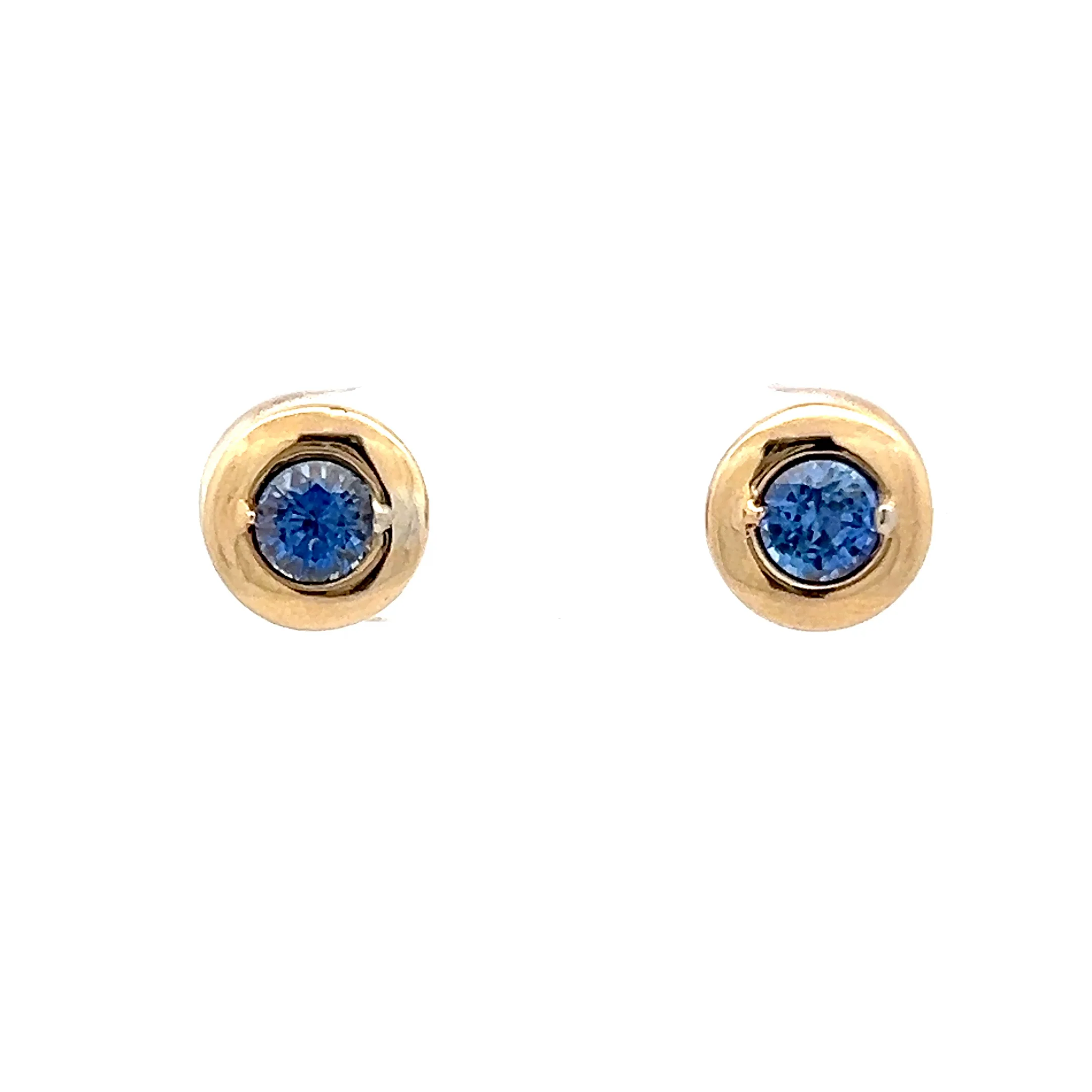 .65 Cabochon Cut Sapphire Earring Studs in 14k