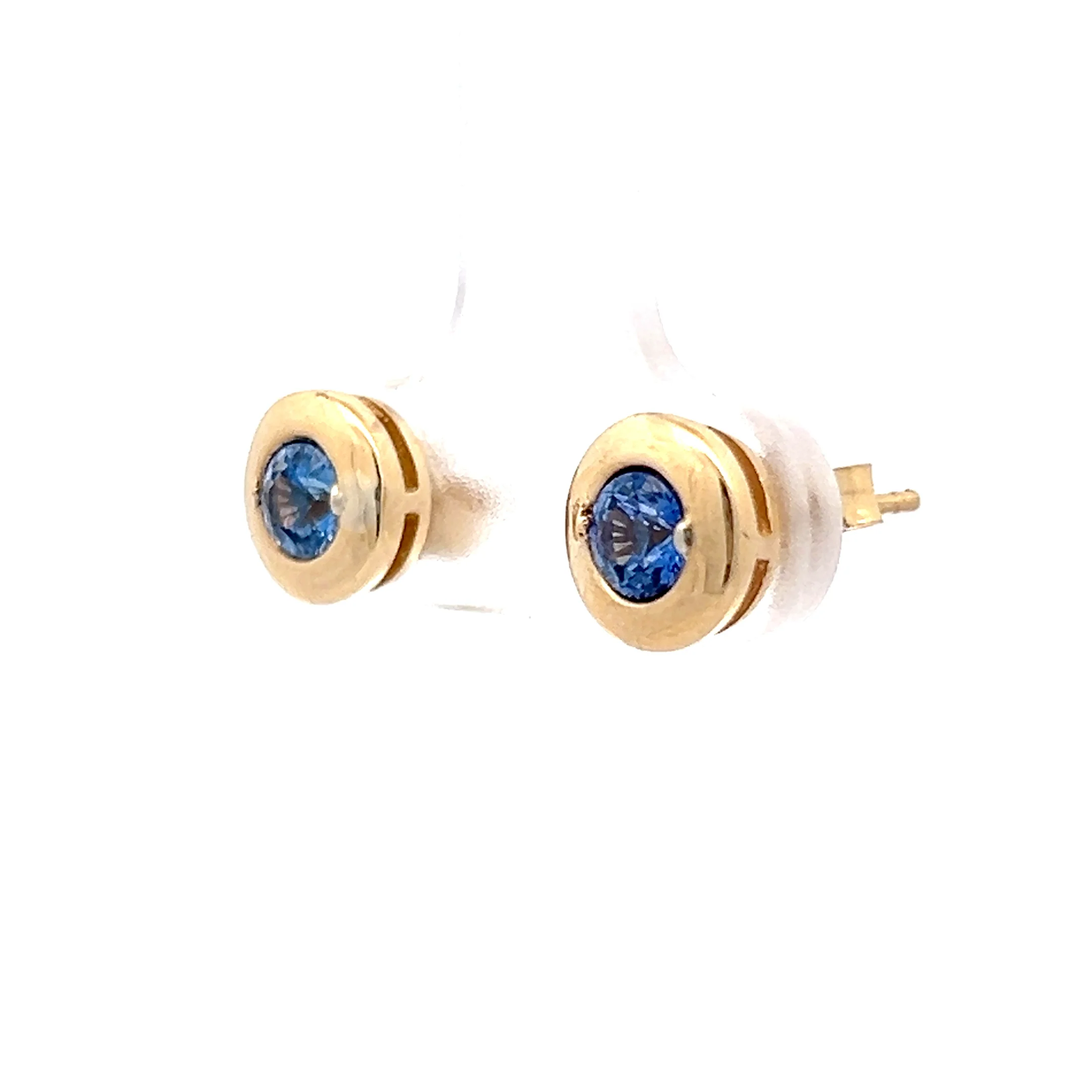 .65 Cabochon Cut Sapphire Earring Studs in 14k - Image 2