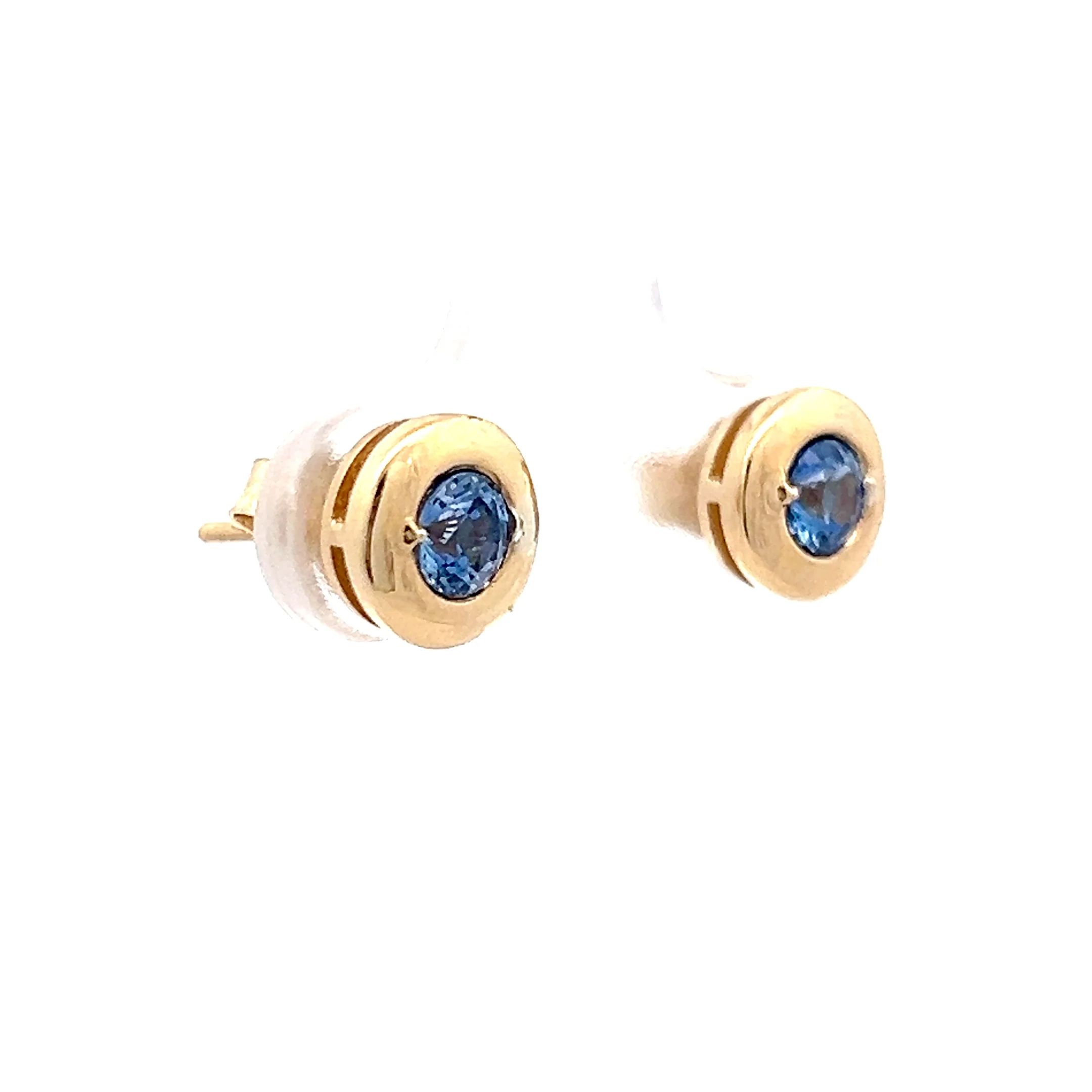 .65 Cabochon Cut Sapphire Earring Studs in 14k - Image 3