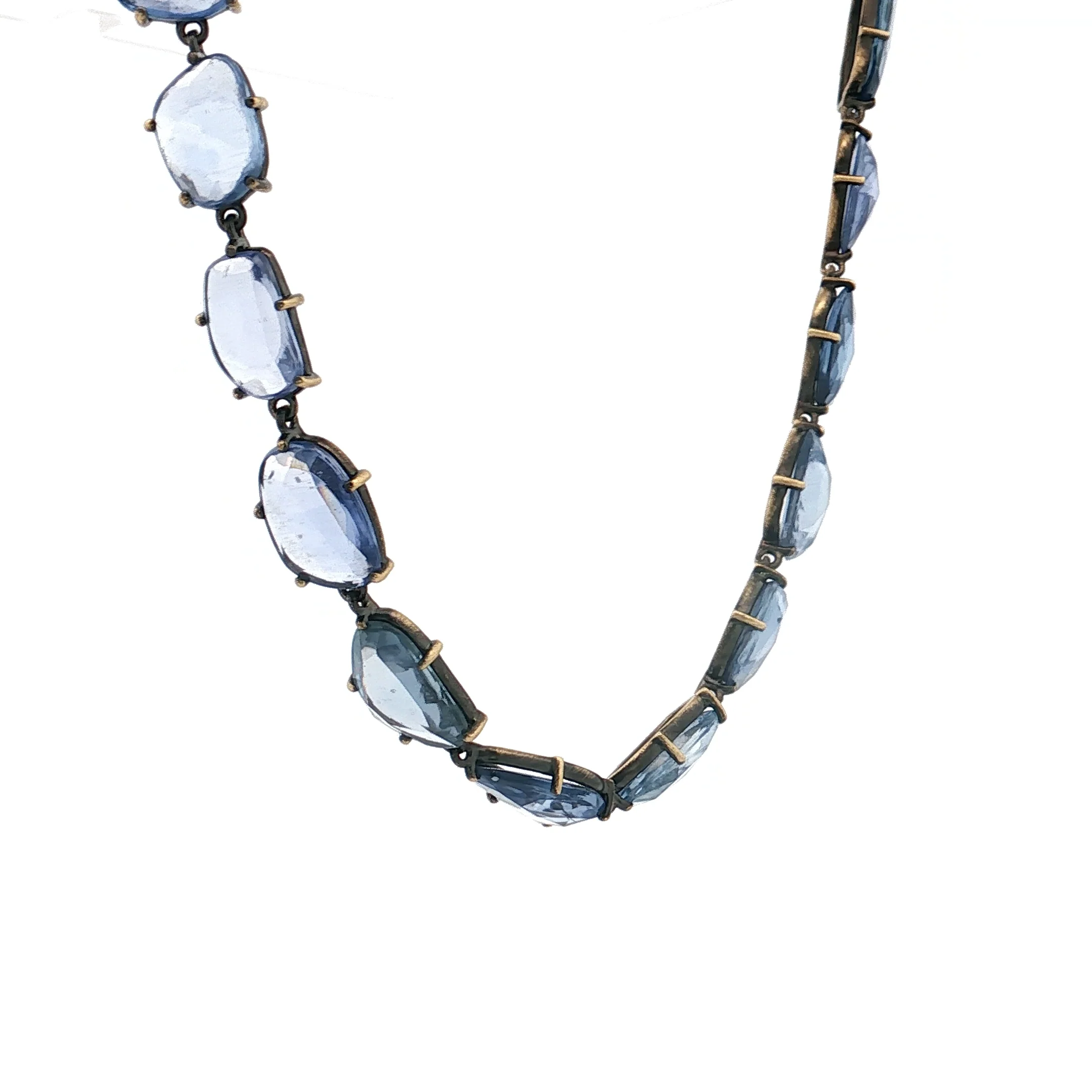 65 Carat Rose Cut Blue Sapphire Necklace 18k Yellow Gold - Image 3