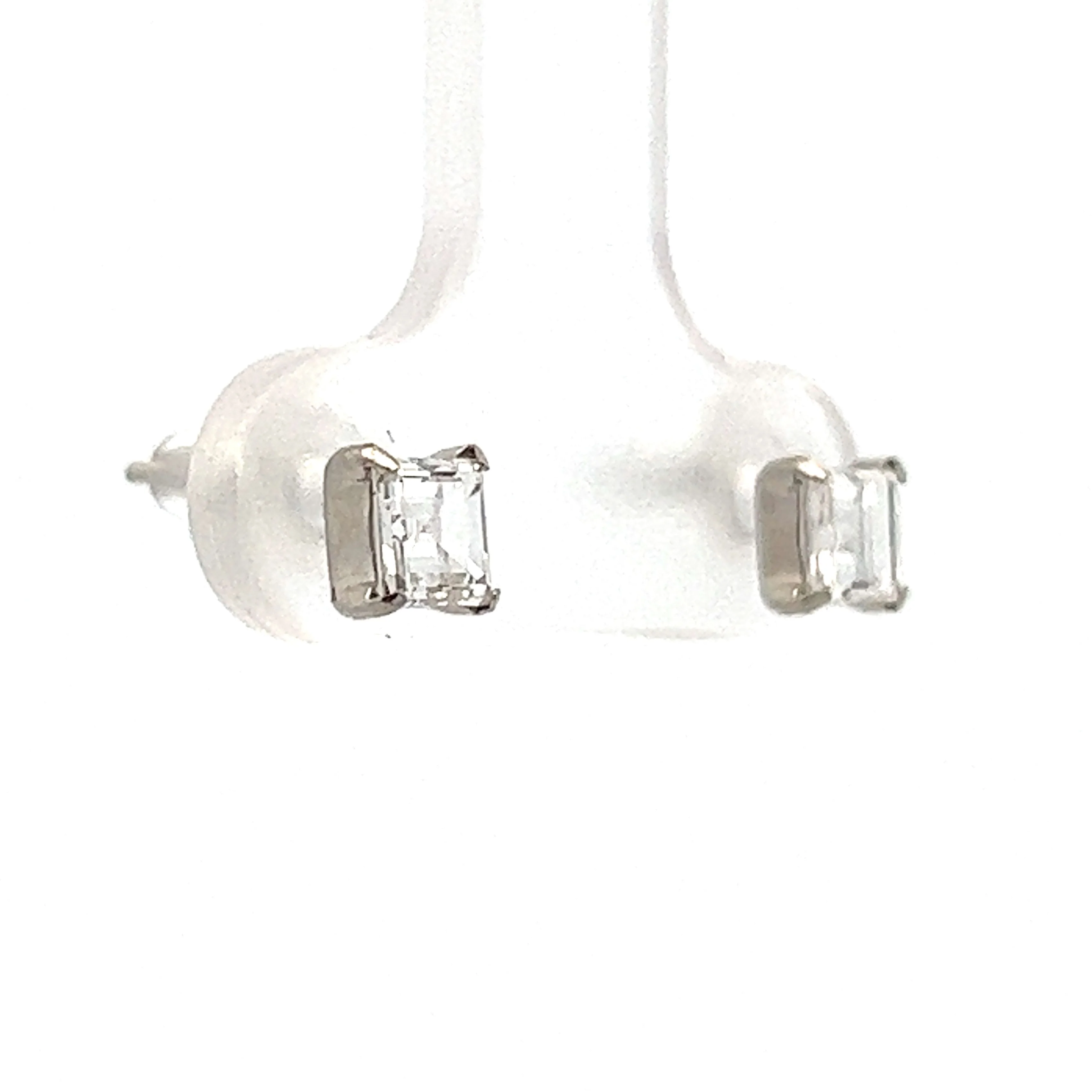 .65 Carre Cut Diamond Stud Earrings in Platinum - Image 3
