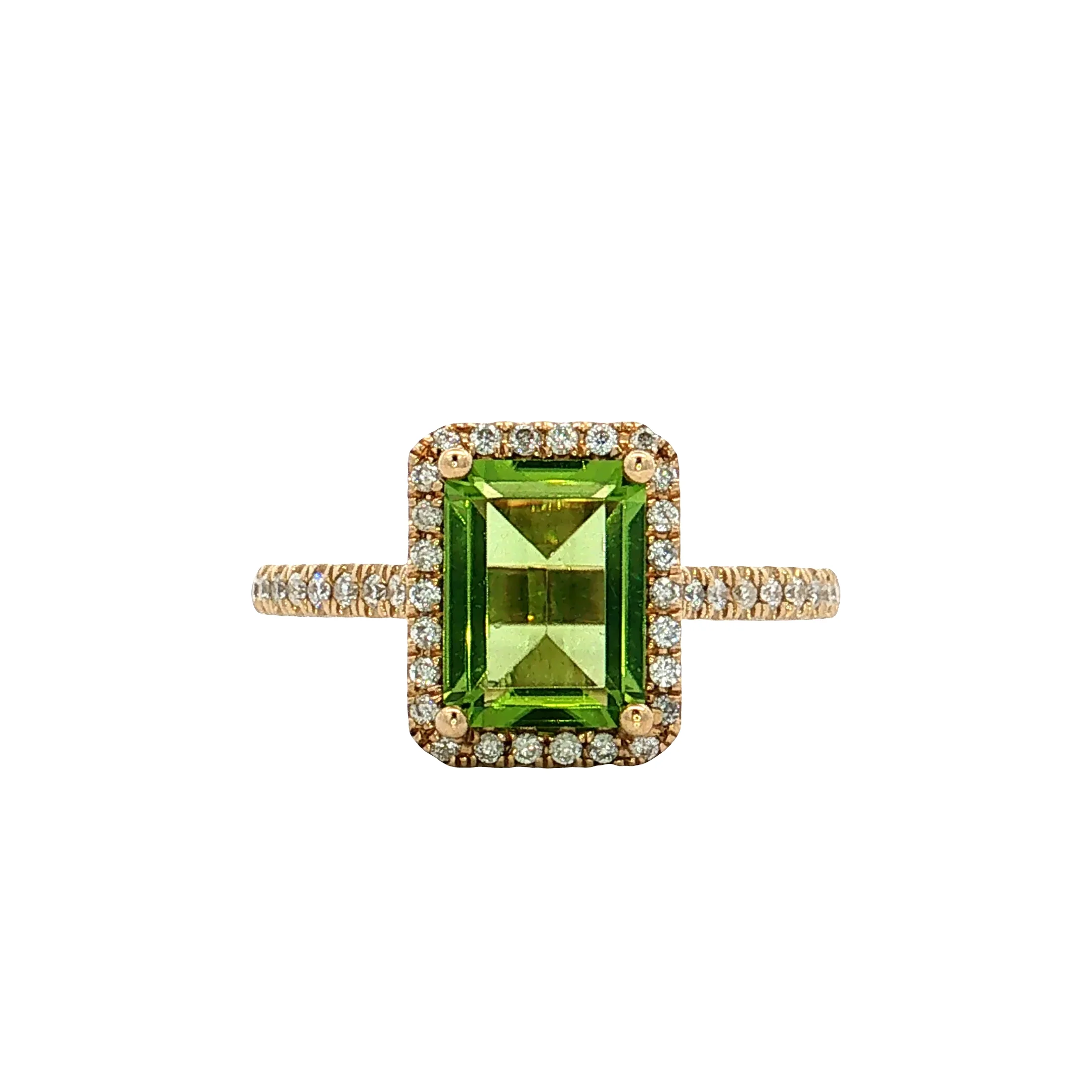 .65 Peridot & Diamond Halo Cocktail Ring 14k