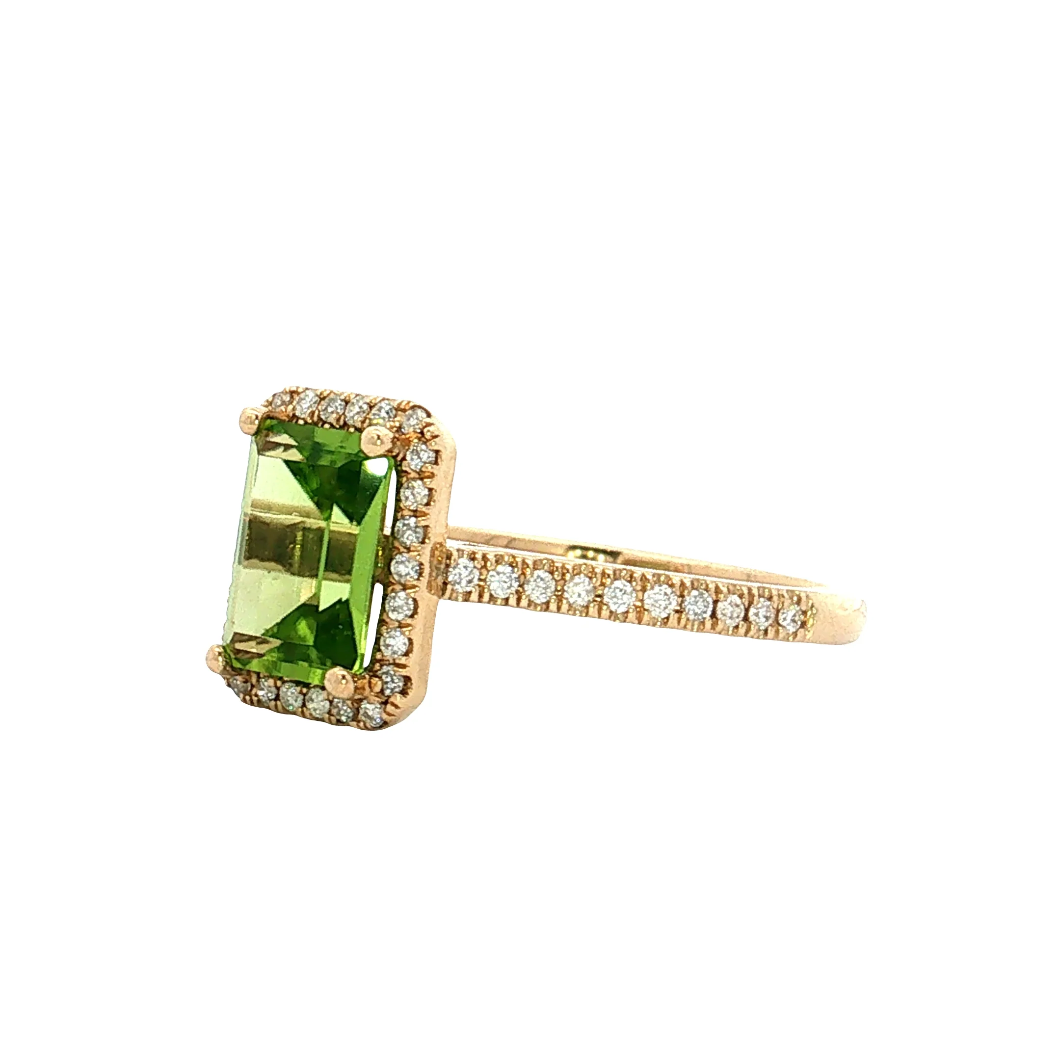 .65 Peridot & Diamond Halo Cocktail Ring 14k - Image 2