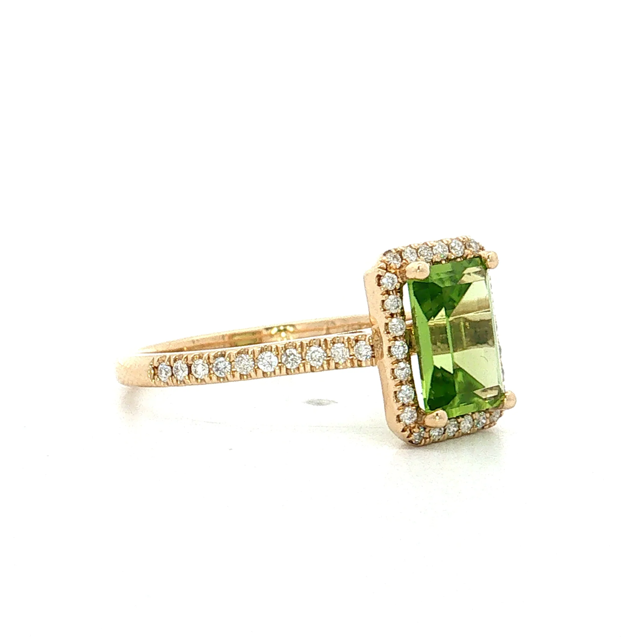 .65 Peridot & Diamond Halo Cocktail Ring 14k - Image 3