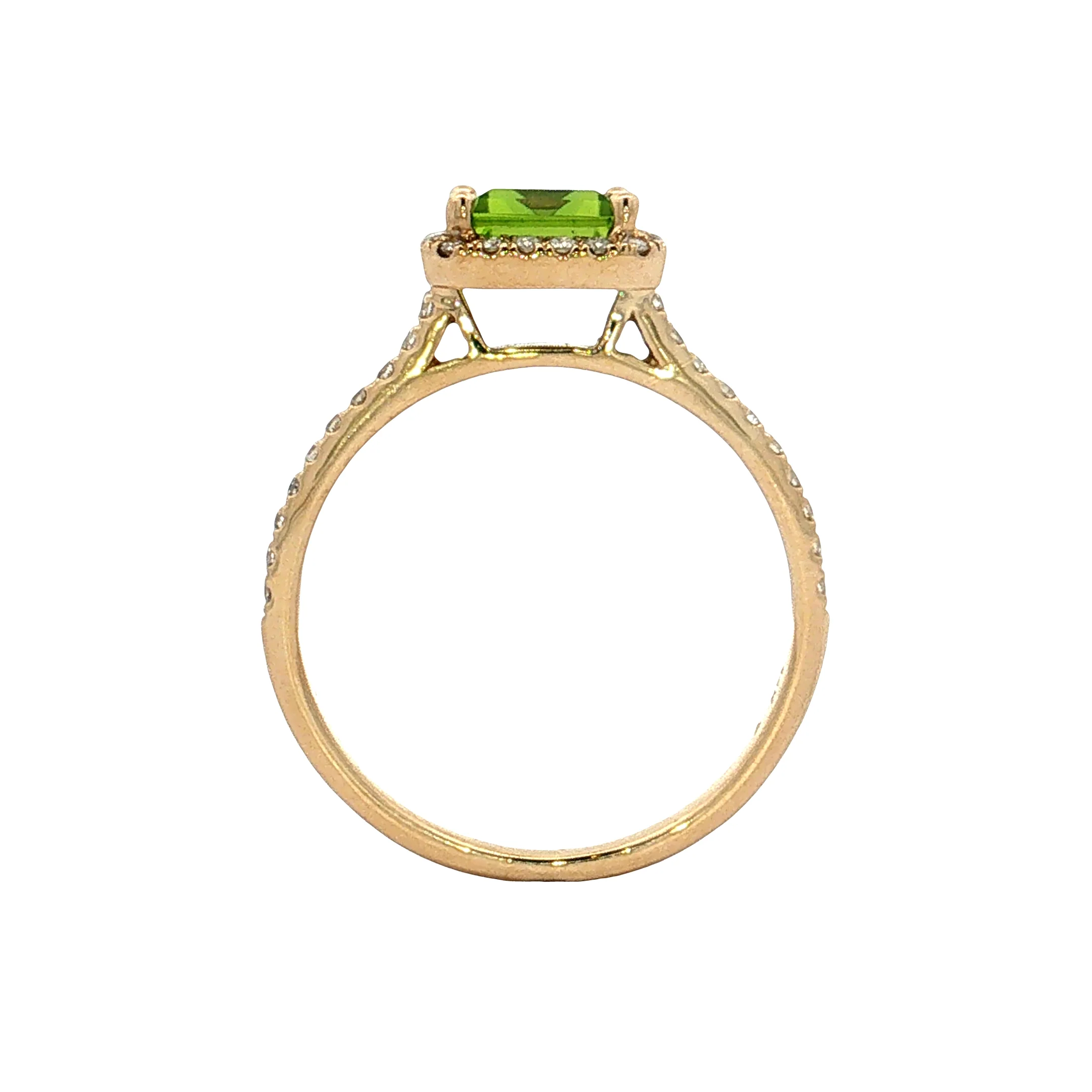 .65 Peridot & Diamond Halo Cocktail Ring 14k - Image 4