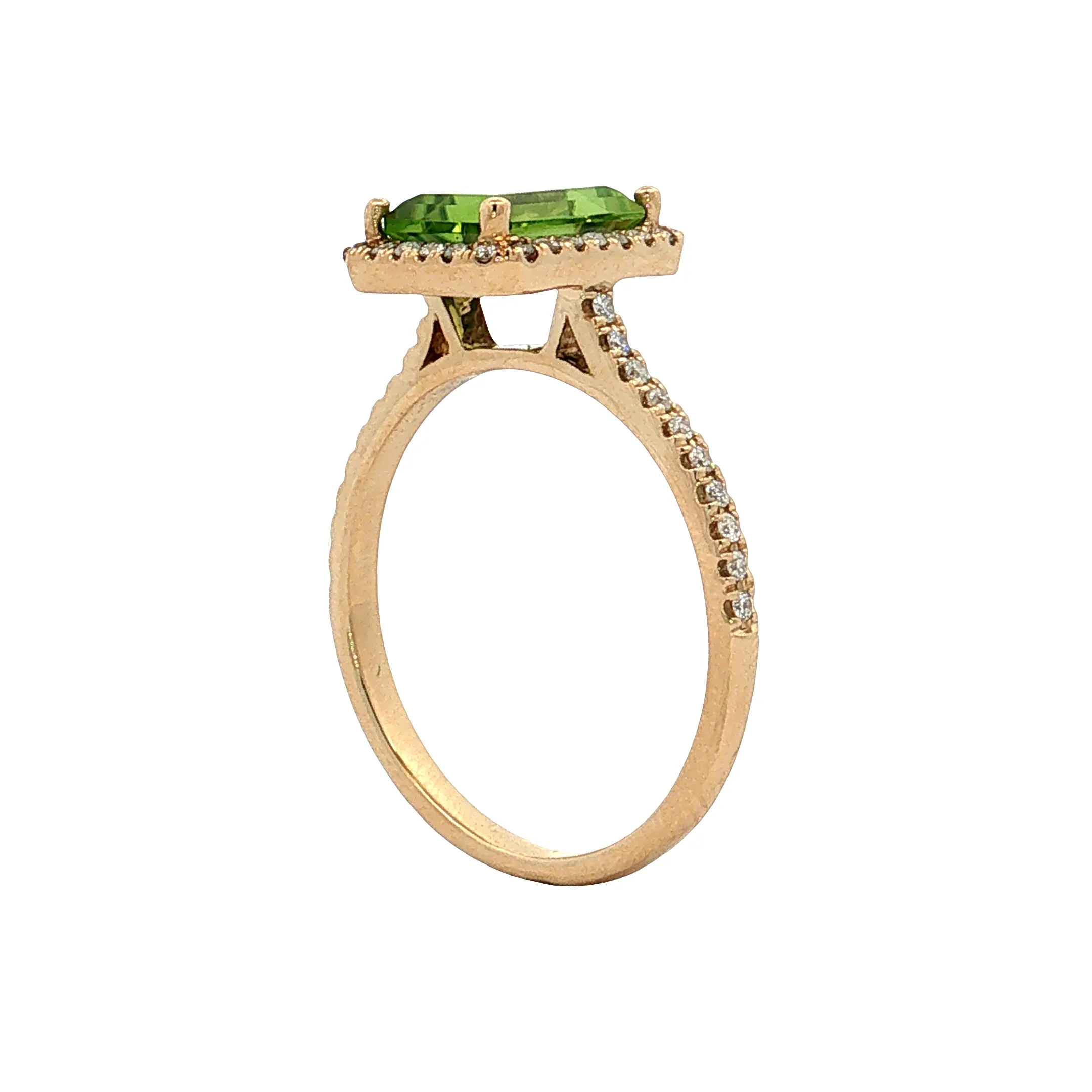 .65 Peridot & Diamond Halo Cocktail Ring 14k - Image 5