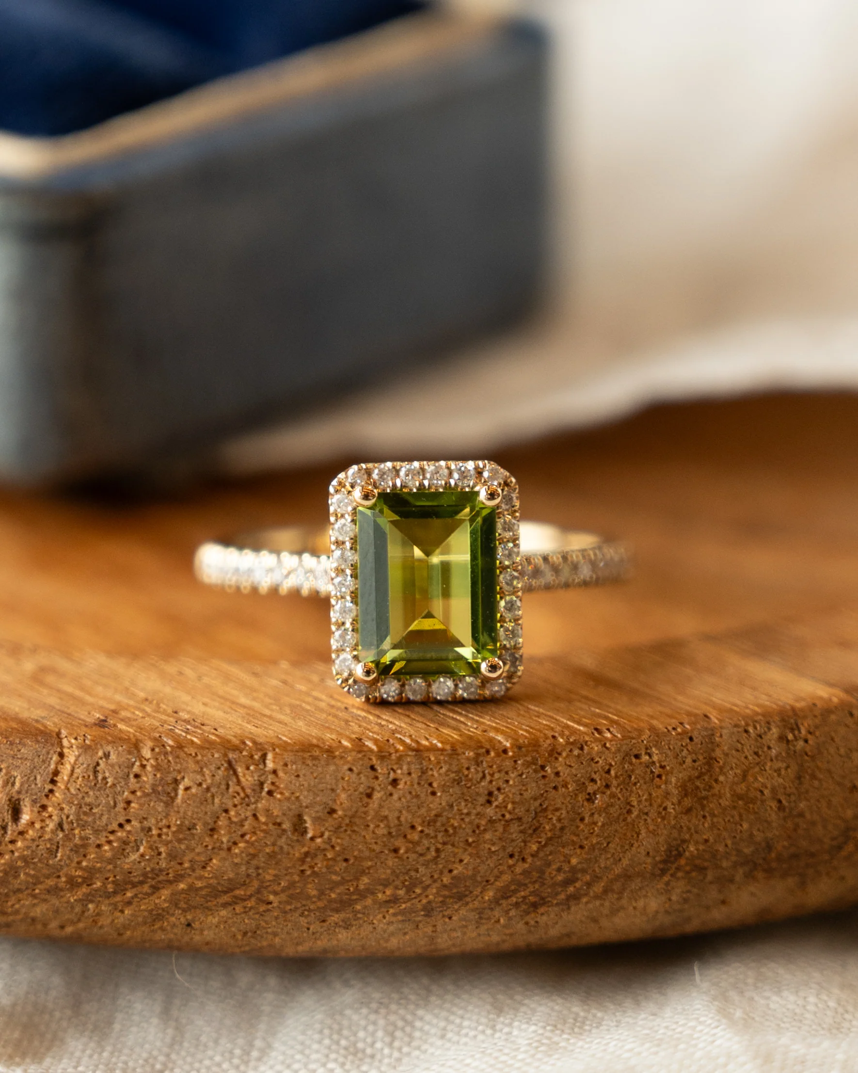 .65 Peridot & Diamond Halo Cocktail Ring 14k - Image 6