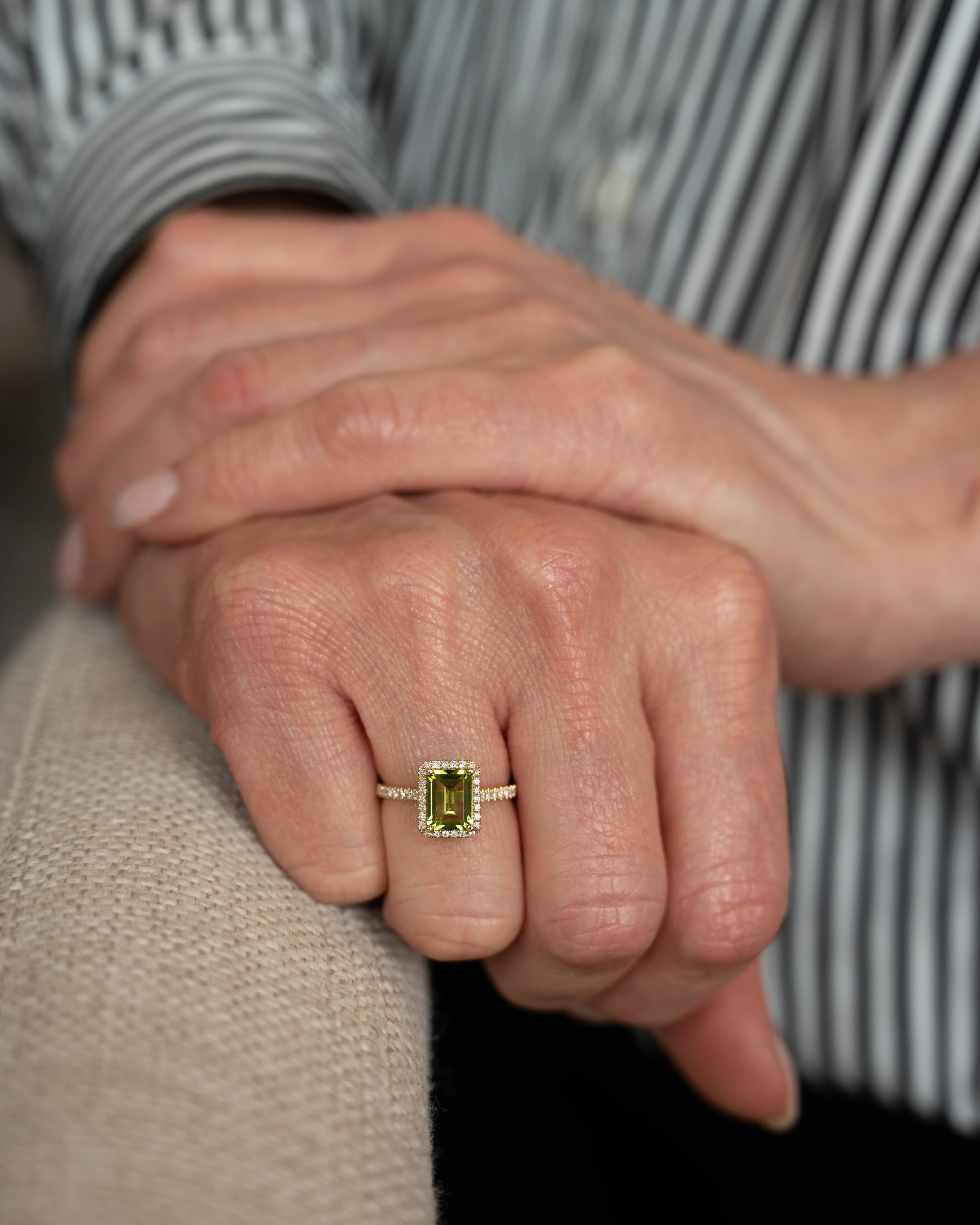 .65 Peridot & Diamond Halo Cocktail Ring 14k - Image 7