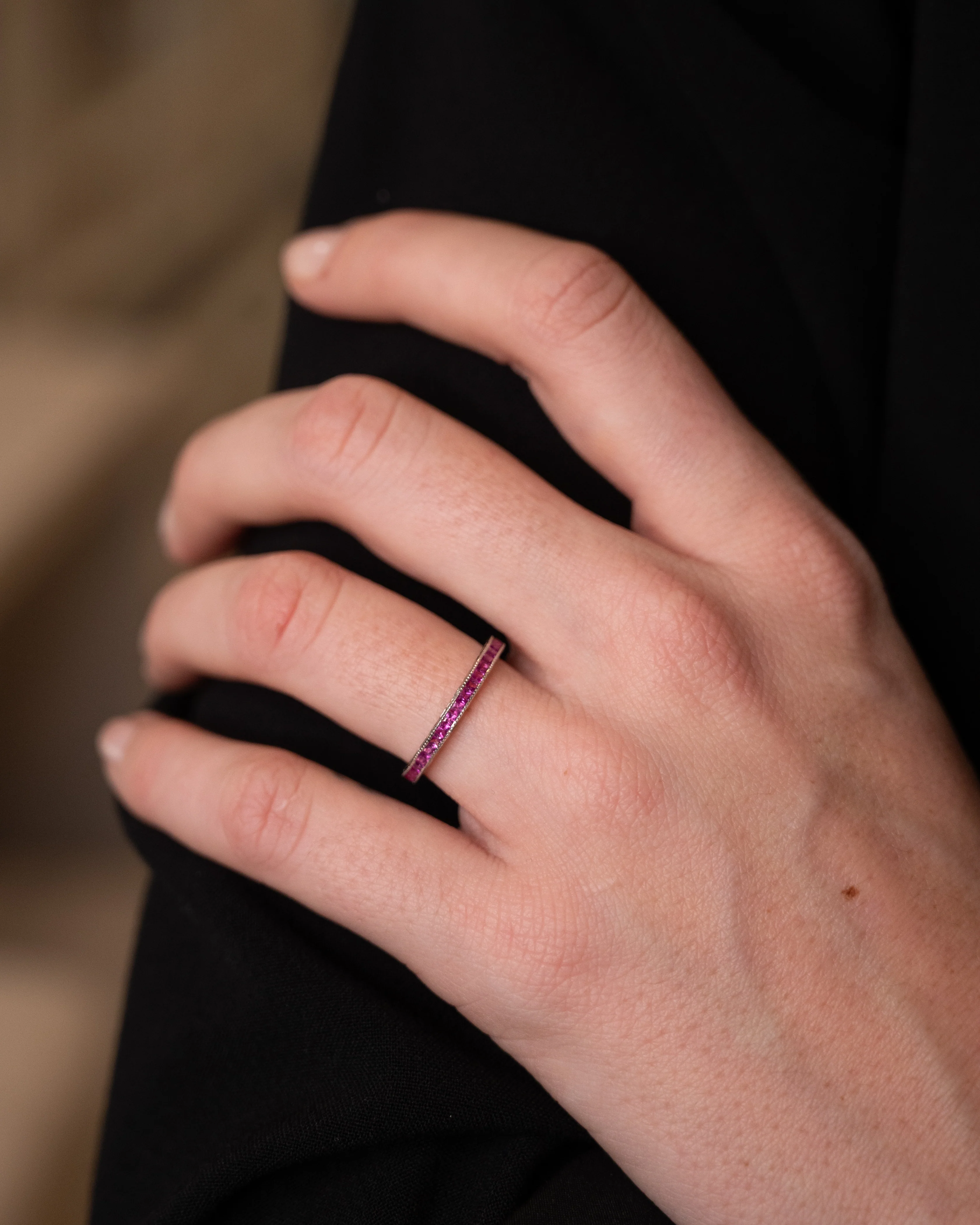 .65 Pink Sapphire Eternity Band 18k White Gold - Image 6