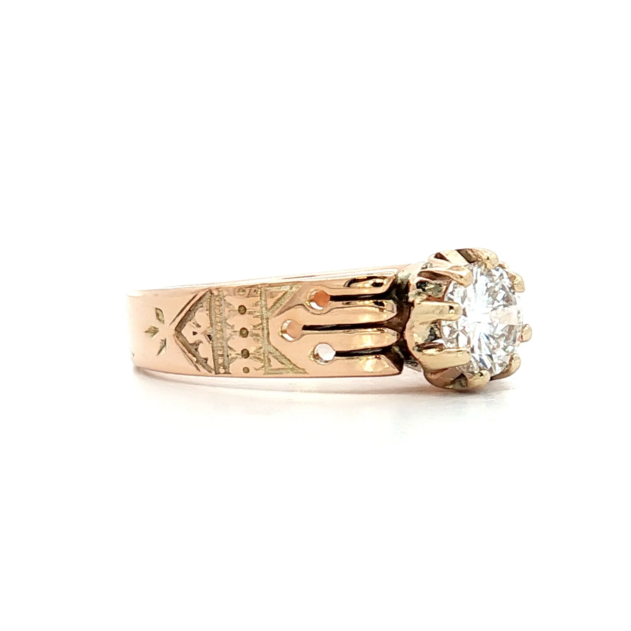 .65 Victorian Diamond Engagement Ring in 14k Rose Gold - Image 3