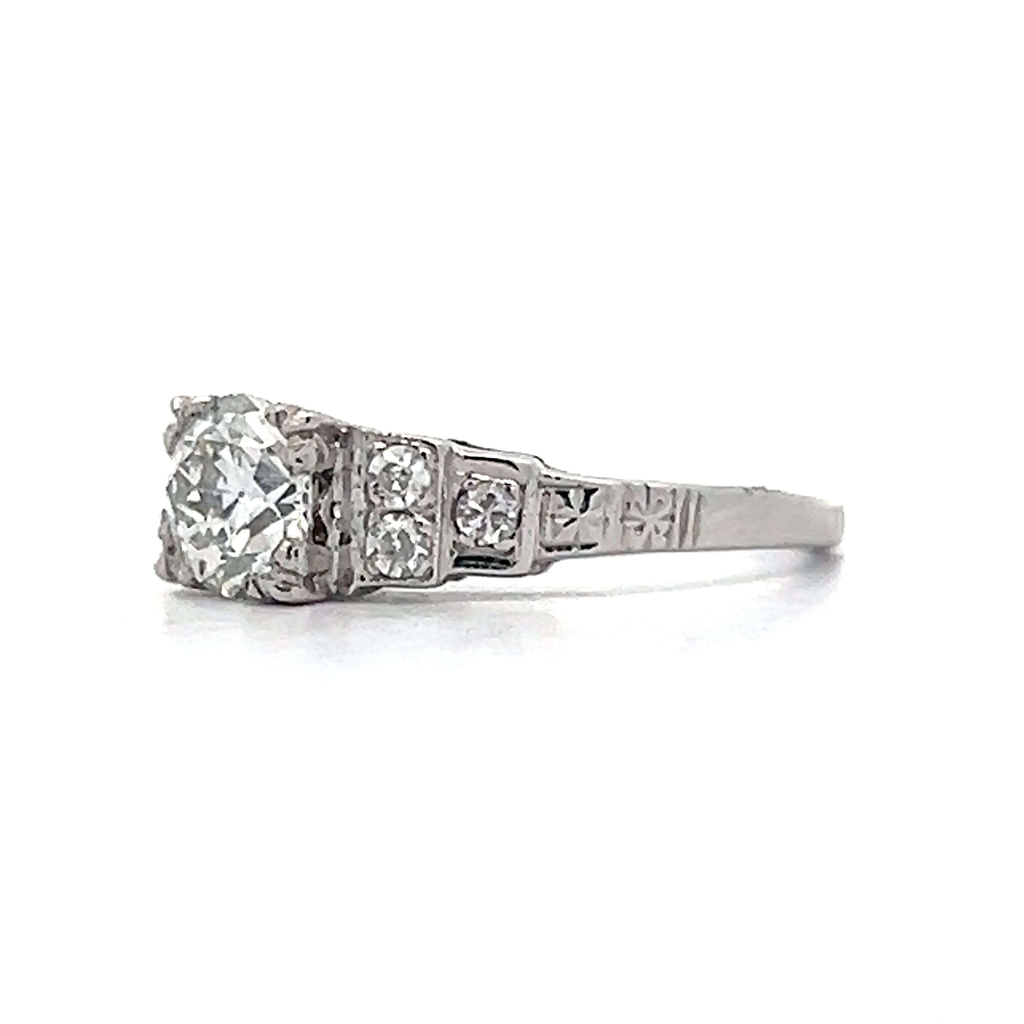 .65 Vintage Art Deco Engagement Ring in 18k White Gold - Image 2