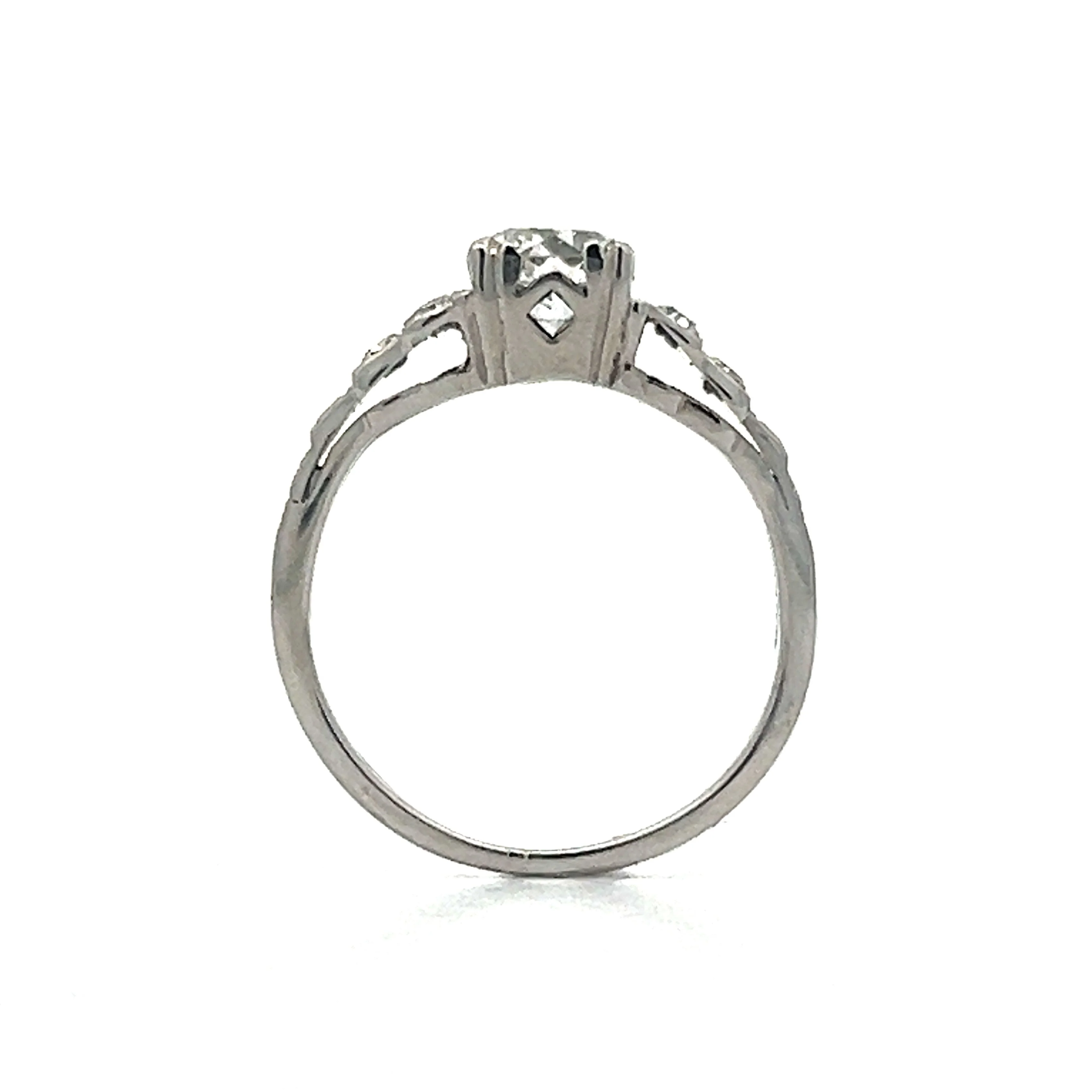 .65 Vintage Art Deco Engagement Ring in 18k White Gold - Image 4