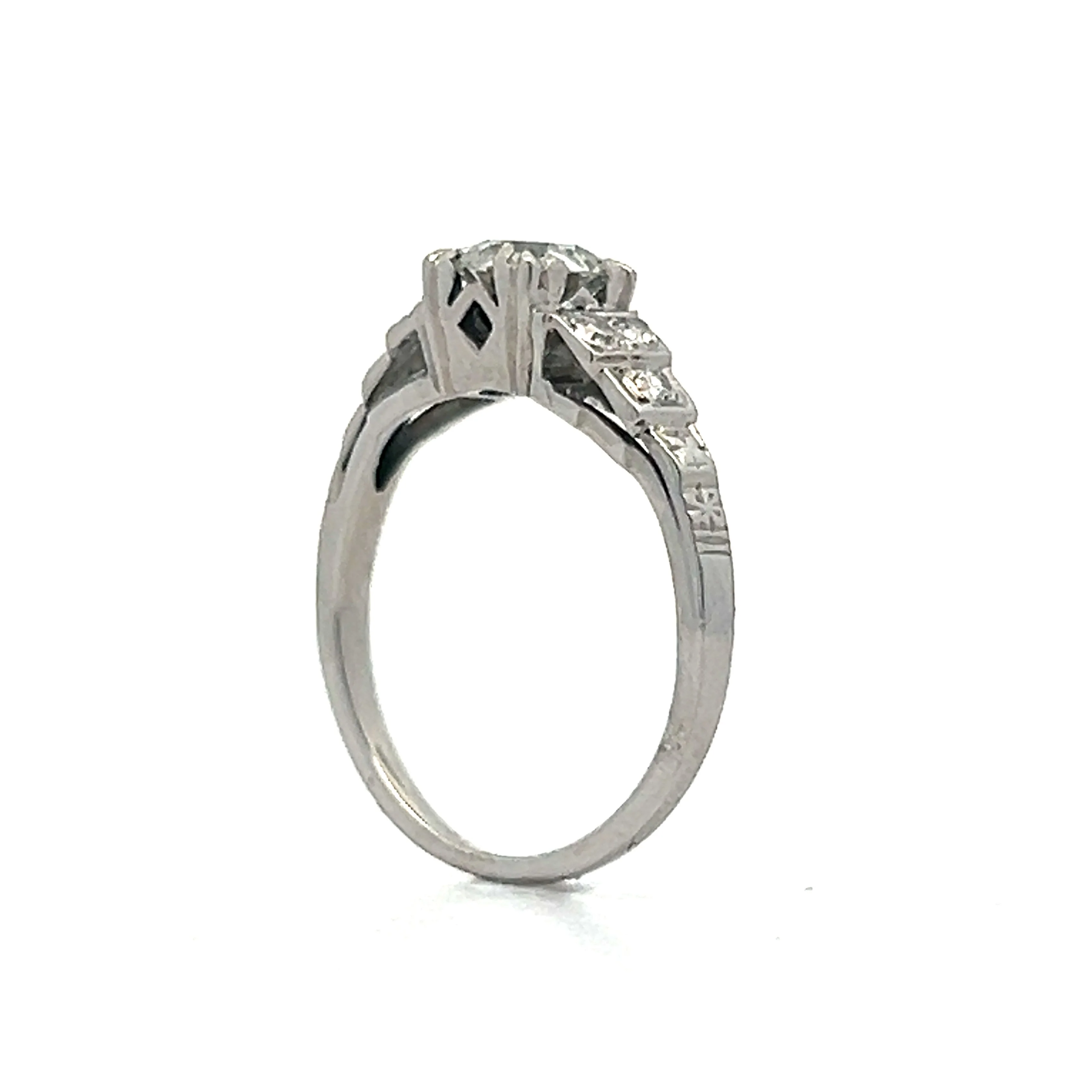 .65 Vintage Art Deco Engagement Ring in 18k White Gold - Image 5