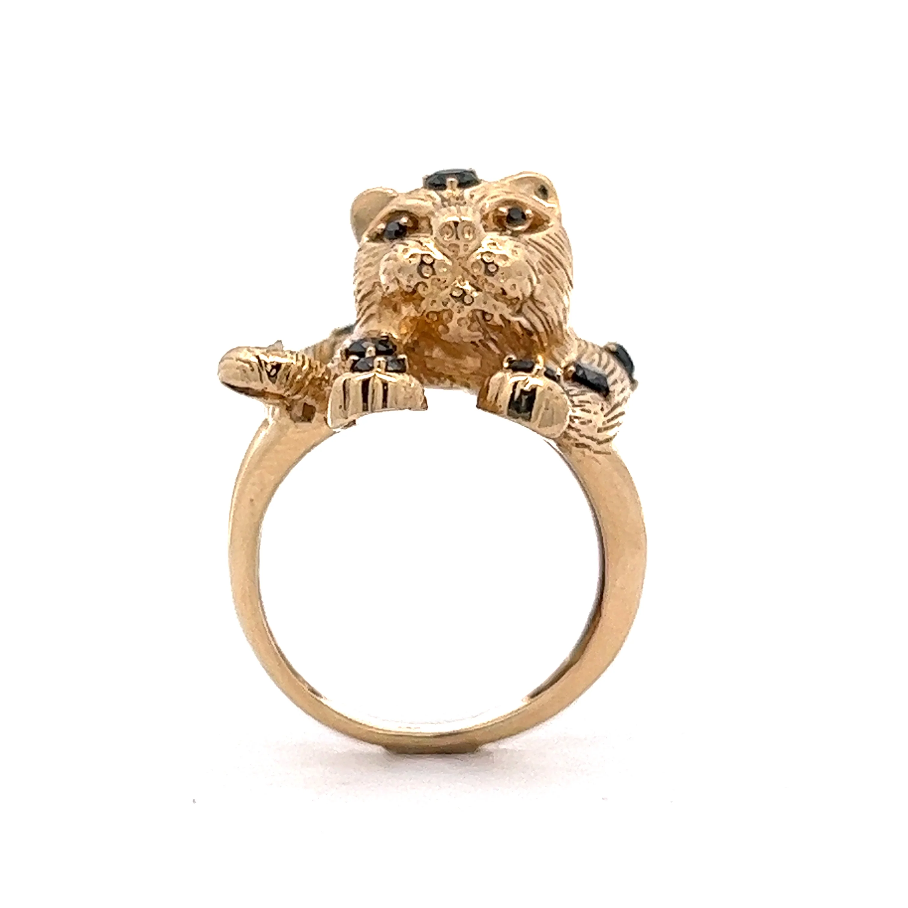 Black Diamond Leopard Cocktail Ring in 14k Yellow Gold - Image 4