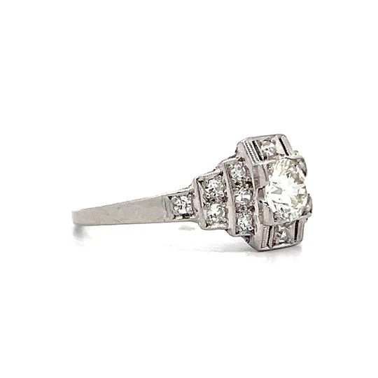 .66 Antique Deco Step Engagement Ring in Platinum - Image 3